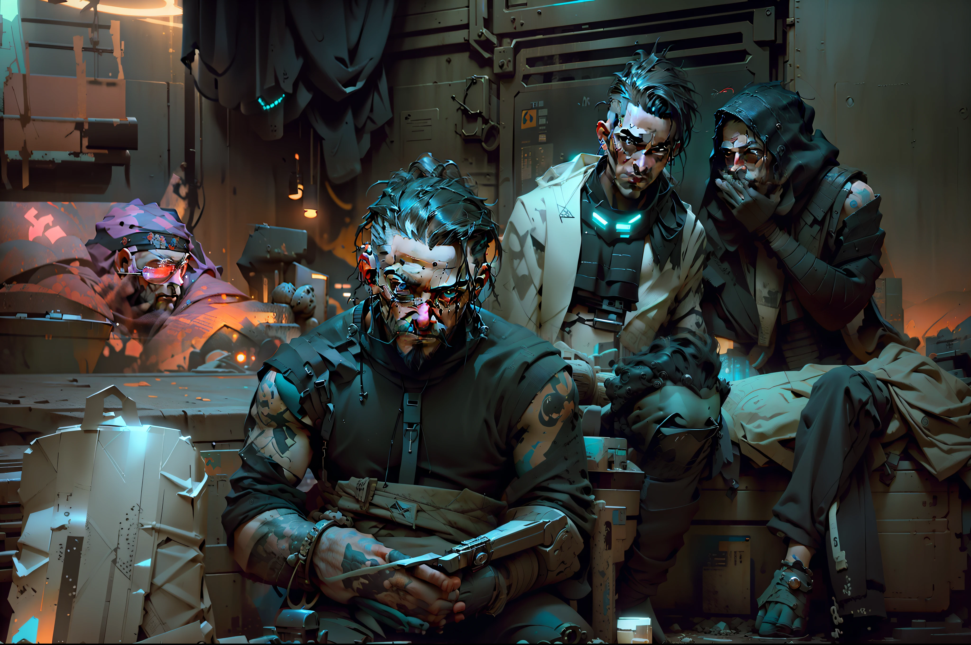 (obra-prima) altamente detalhado RAW, A post-apocalyptic man, vivid cyberspace themed space city, estilo hassanfantasy, por Jeremy Mann e Donato Giancola ultra realista altamente detalhado intrincado fotorrealista, greg rutkowski. unreal engine 5,
