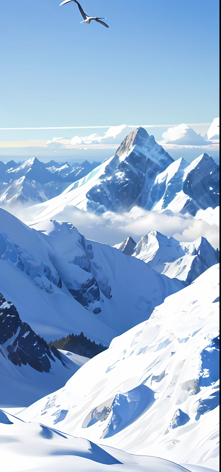 Realistic nature with mountains and birds 8k wallpaper, ultra hd, High resolution