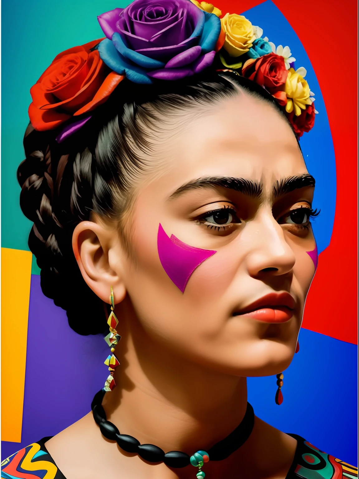 una obra de Frida Kahlo al estilo de Pablo Picasso contrastes, colorido, texturas, ultra alta definicion, obra maestra