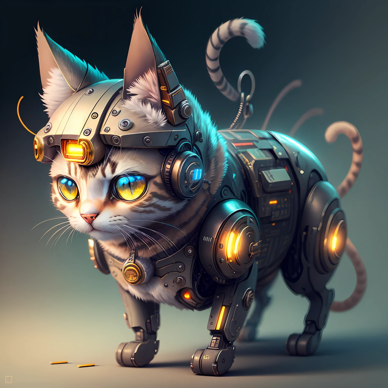 cat, cyborg, cute