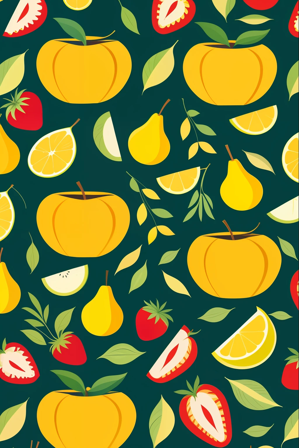 Fruit patterns, multicor, fundo amarelo