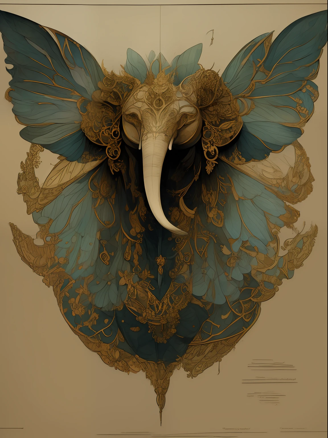 "Representation of the figure of an elephant, whose body is covered by countless dragonfly wings, coloridas tornasoladas, oniric, genial, movimientos, contrastes, colorido, ultra-high def, tercera dimencion, obra maestra."
