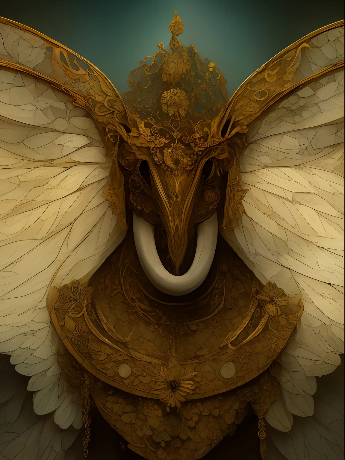 "Representation of the figure of an elephant, whose body is covered by countless dragonfly wings, coloridas tornasoladas, oniric, genial, movimientos, contrastes, colorido, ultra-high def, tercera dimencion, obra maestra."