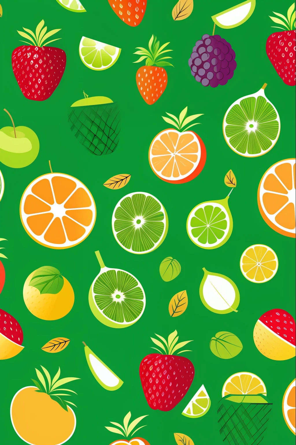 Fruit patterns, multicor, fundo verde