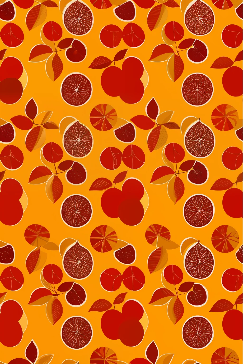 Orange fruit patterns, fundo amarelo