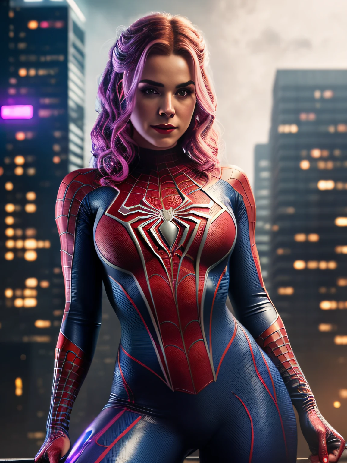 perfect realistic picture of scarlette johnson in a spiderman suit, cyberpunk art, beautiful detailed glow, detailed, Cinematic light, intricate detail, high resolution, detailed facial features, high detail, sharp focus, smooth, aesthetic, extremely detailed, stamp, octane render,