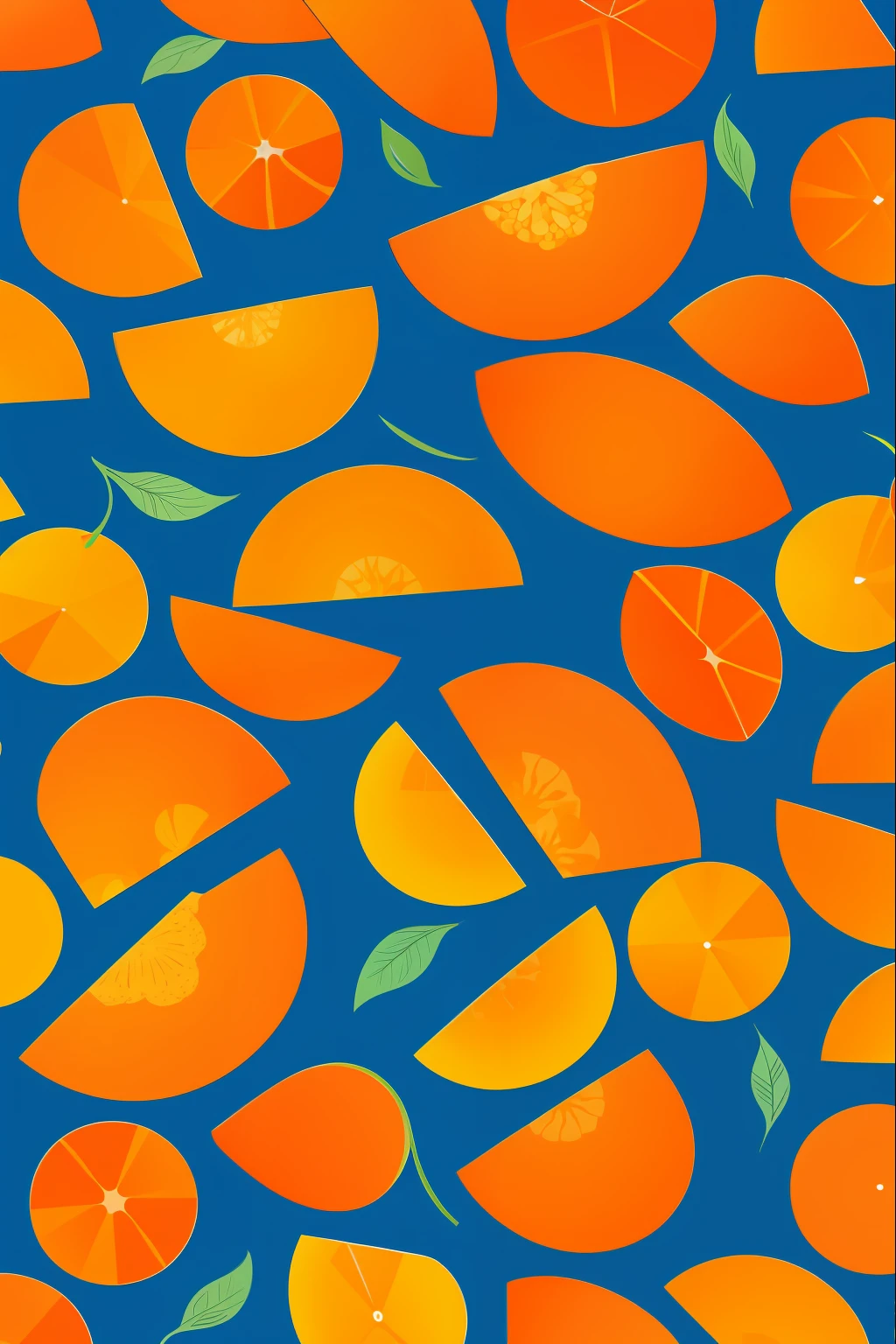 Orange fruit patterns, fundo azul