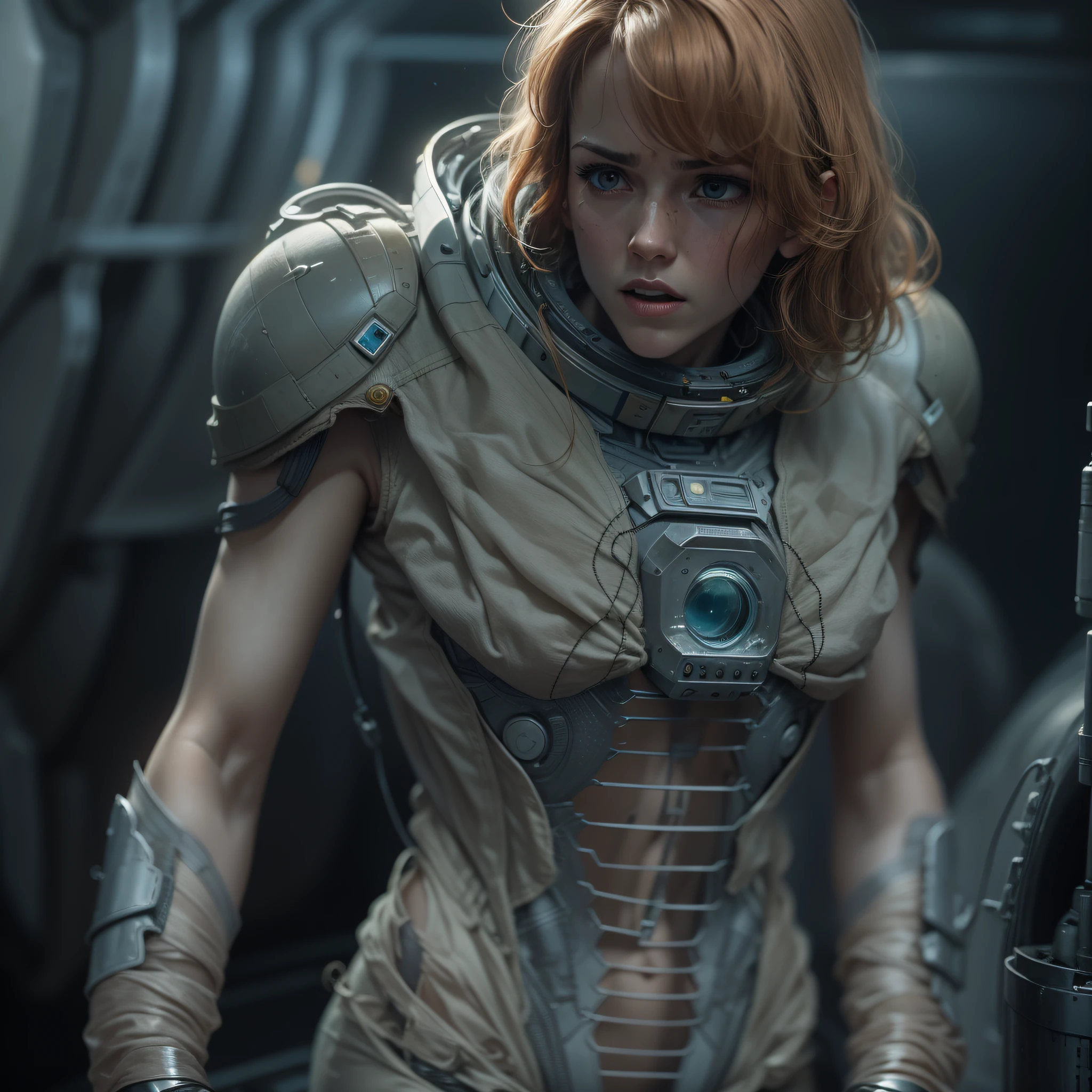 basado en la pelicula prometheus, mujer perteneciente a la tripulacion de la spacecraft prometheus, exuberante y voluptuosa.