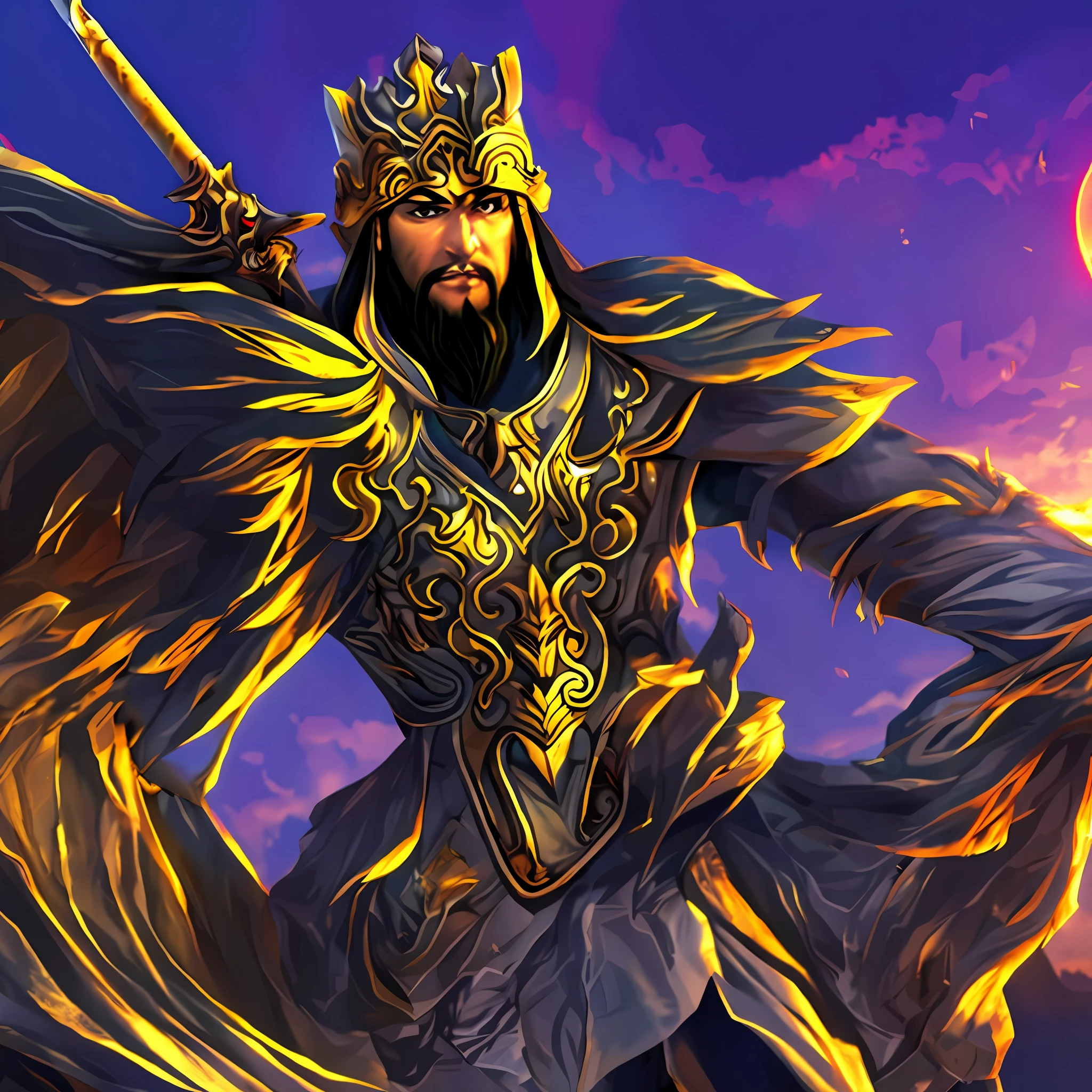 "Draw a picture of the city of Jerusalem, com suas muralhas altas e imponentes, No centro da cena. In the heart of the city, coloque o Rei Davi com cabelos curtos e avermelhado, vestido com sua armadura real, holding his sword and with a confident expression on his face. Posicione os valentes de Davi ao seu lado, prontos para a guerra contra os Filisteus. They must also be wearing armor, wielding their weapons and showing determination in their gazes. Be sure to clearly portray the strength and courage of David's valiant men, enquanto eles se preparam para a batalha. In the scenery, Also include the Philistine soldiers, no horizonte, Showing Himself as an Imminent Threat. Make sure the image conveys the atmosphere of tension and anticipation of the confrontation between David and the Philistines. Use bold shades of color and shadows to create a sense of drama and action. Feel free to add more detail to the scene, like the flag of Jerusalem fluttering in the wind or the sun setting on the horizon, para tornar a imagem ainda mais impactante."