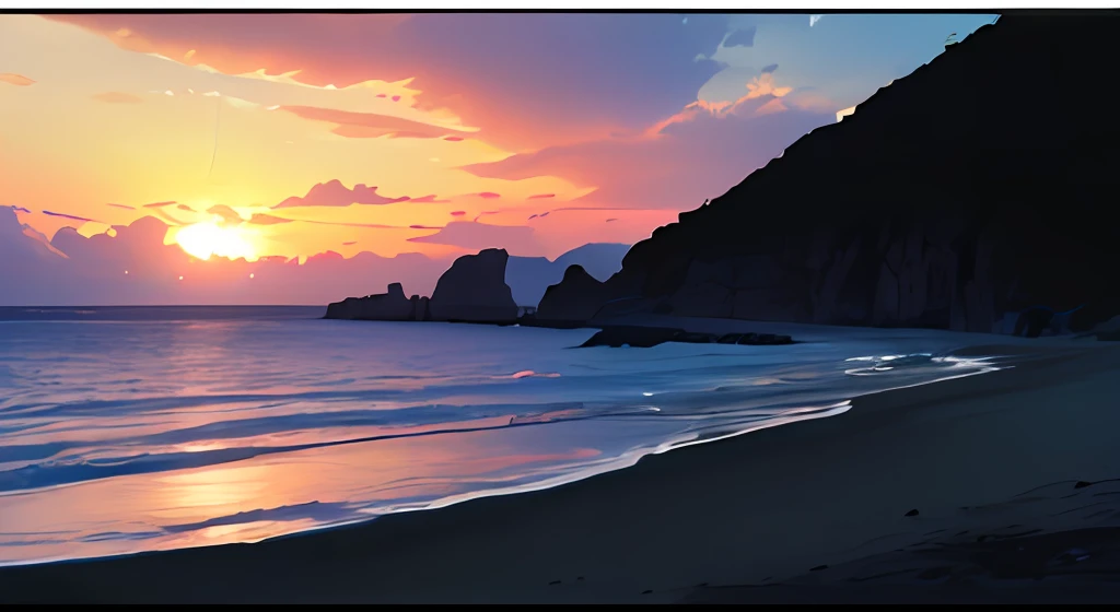 Landscape of a Caribbean beach , cocoteros, puesta de sol, velero con velas de colores, gente sentada en la arena mirando el atardecer Disco duro , Cinematographer, movie, Kinematic, realista, (8k, Foto RAW, La mejor calidad, Obra maestra:1.2), (realista, fotorrealista:1.33), foco nítido, natural lighting, Sub-Surface Scatterring, f2, 35 mm, movie grain