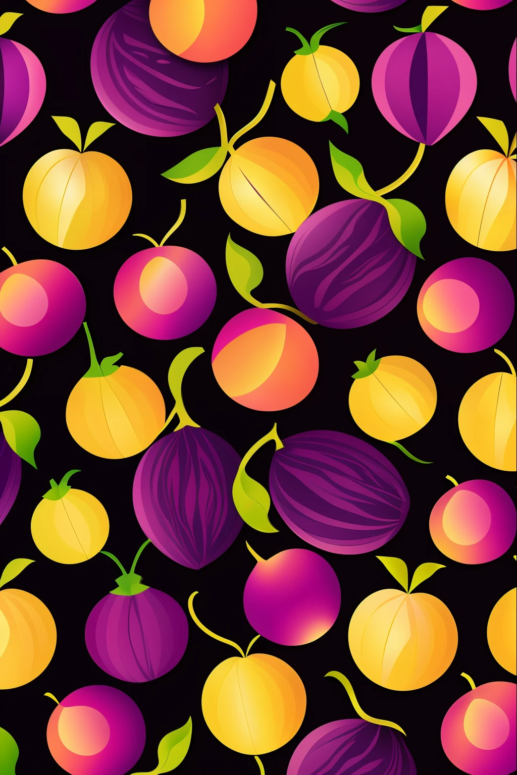 Grape fruit patterns, fundo preto