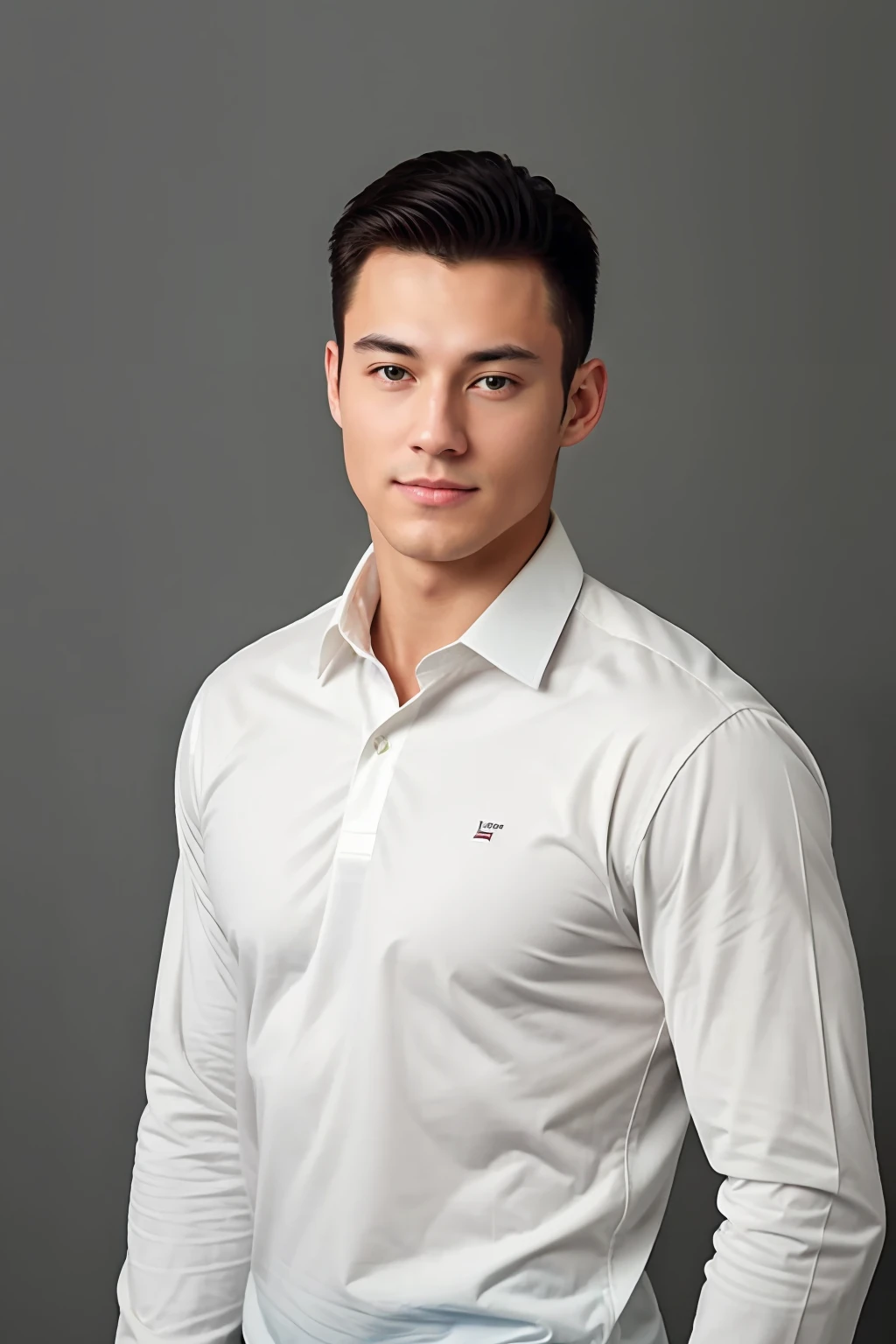 1man,A 20-year-old muscular man,Wear a long-sleeved white shirt and tie,Upper body,gentlesoftlighting,tmasterpiece,best qualtiy,8K UHD,digital SLR camera,filmgrain,Midjourney and greg rutkowski's Fujifilm XT3 realistic painting art