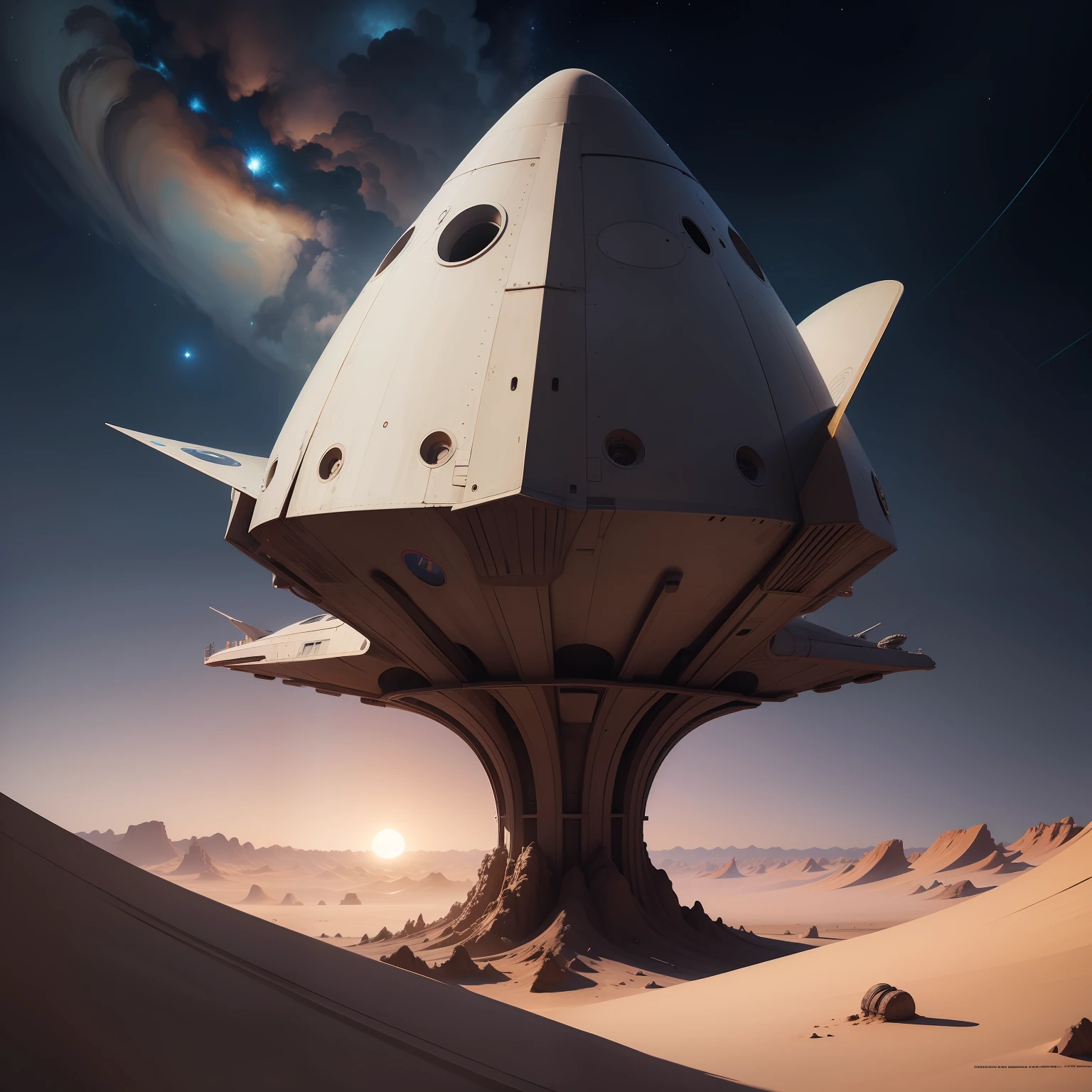 um nave extraterrestre pousando na terra