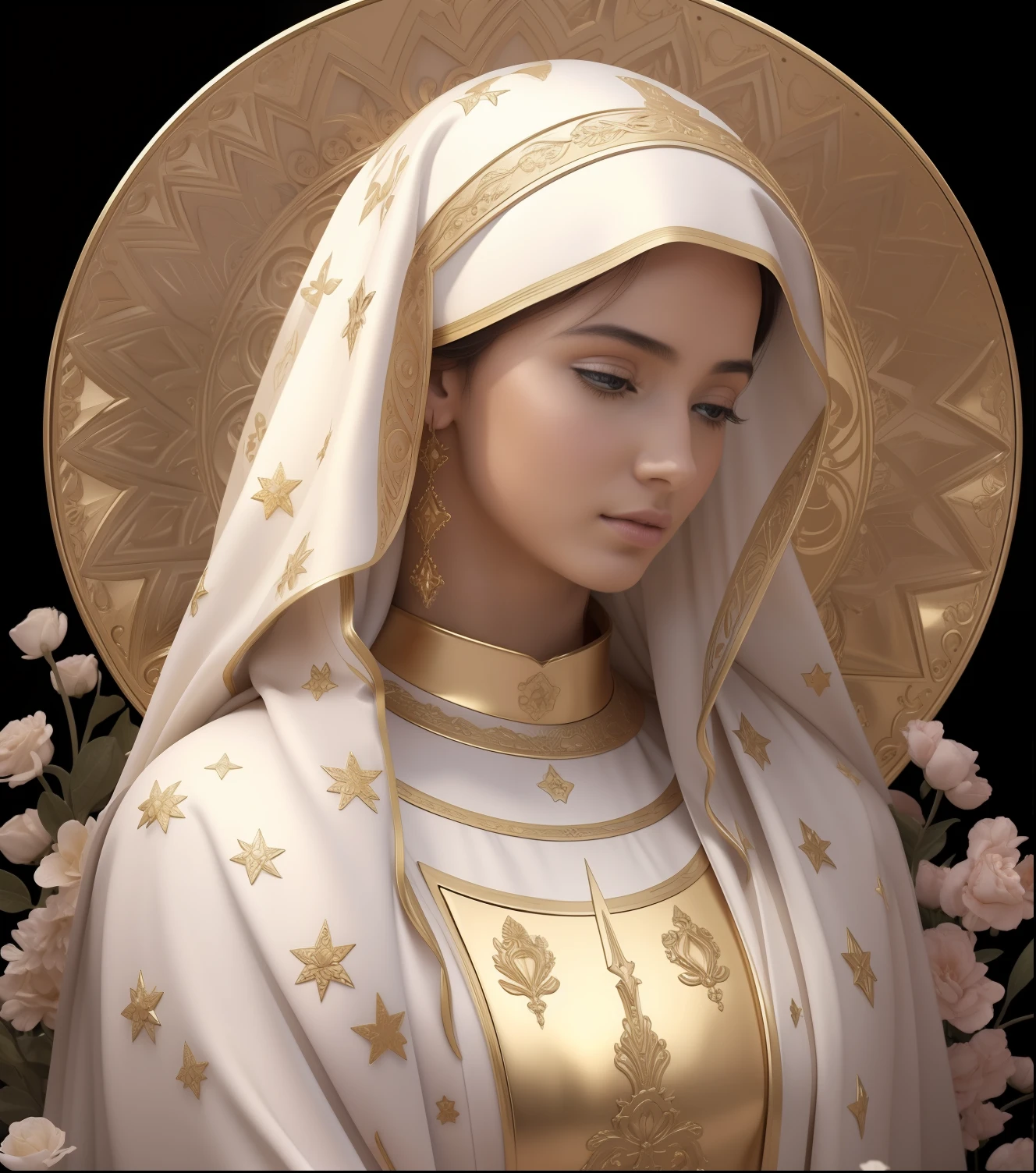 The Virgin Mary and the Child Jesus. MUJER CAUCASICA. 19 years old, DULCE Y LA INOCENTE MIRADAi ANGELICAL, ultra detailed fine art photography, Aura de medianoche, cielo nocturno, Cara hermosa detallada, Dreamy, resplandeciente, retroiluminado, glamur, Mica, sombras, oil on canvas, Pinceladas, Suave, ultra-high def, 8k, Motor Unreal 5, Ultra Sharp Focus, Arte de Alberto Seveso, Artgerm, loish, Sf, Obra maestra de arte intrincada, ominoso, matte paint movie poster, golden ratio, tendencias en CGSociety, intrincado, epopeya, tendencias en Artstation, por artgerm, Altamente detallado, vibrant production cinematic character render ultra high quality model. obra maestra, calidad superior, mejor calidad, arte oficial, beautiful and aesthetic: 1.2), , extremo detallado, colorido, highest detailed, arte oficial, unidad de papel tapiz 8k, ultra detallado, beautiful and aesthetic, hermoso, obra maestra, mejor calidad,