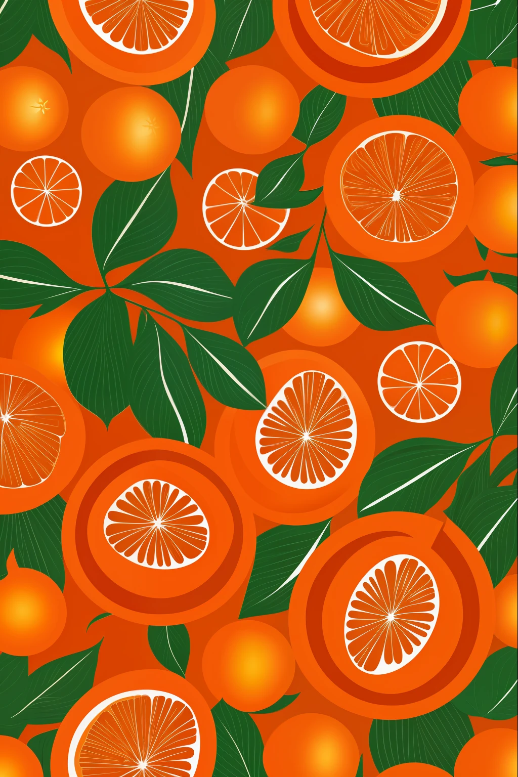 Orange fruit patterns, fundo verde