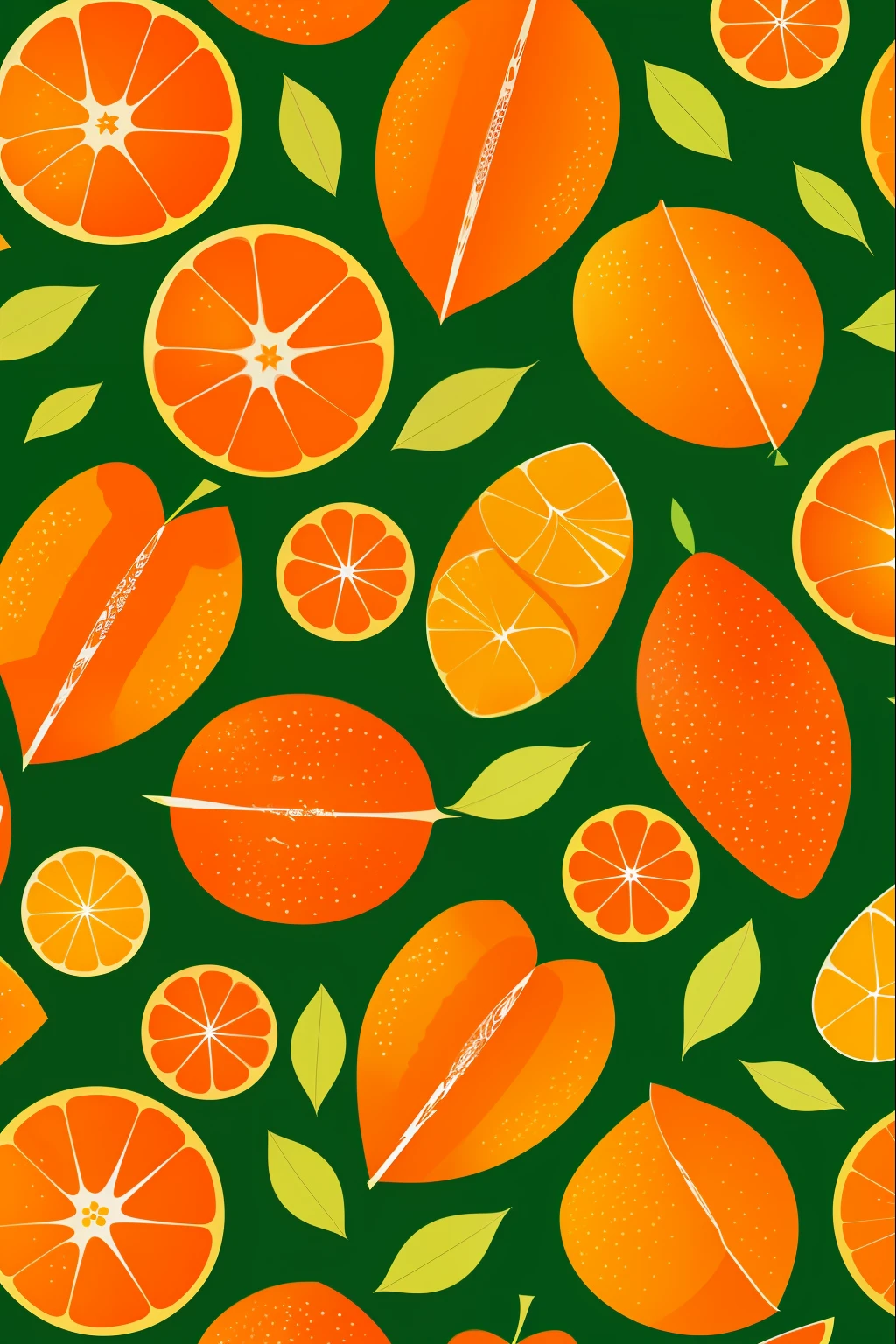 Orange fruit patterns, fundo verde