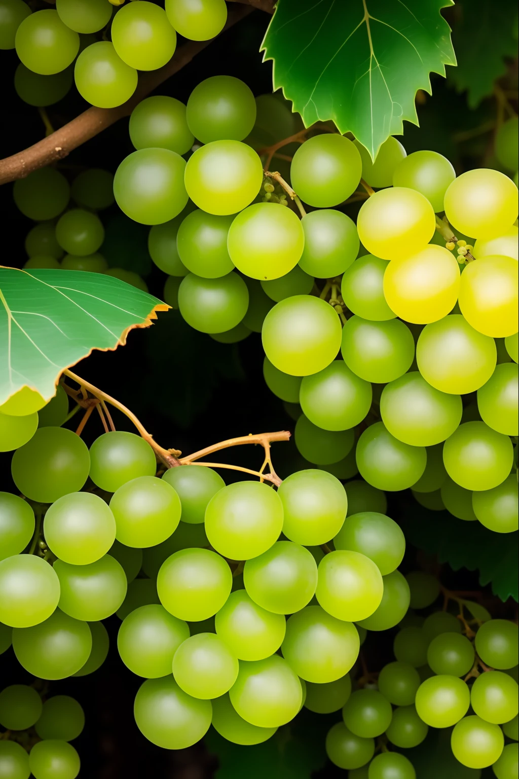 Fruit patterns bunches of green grape, fundo preto