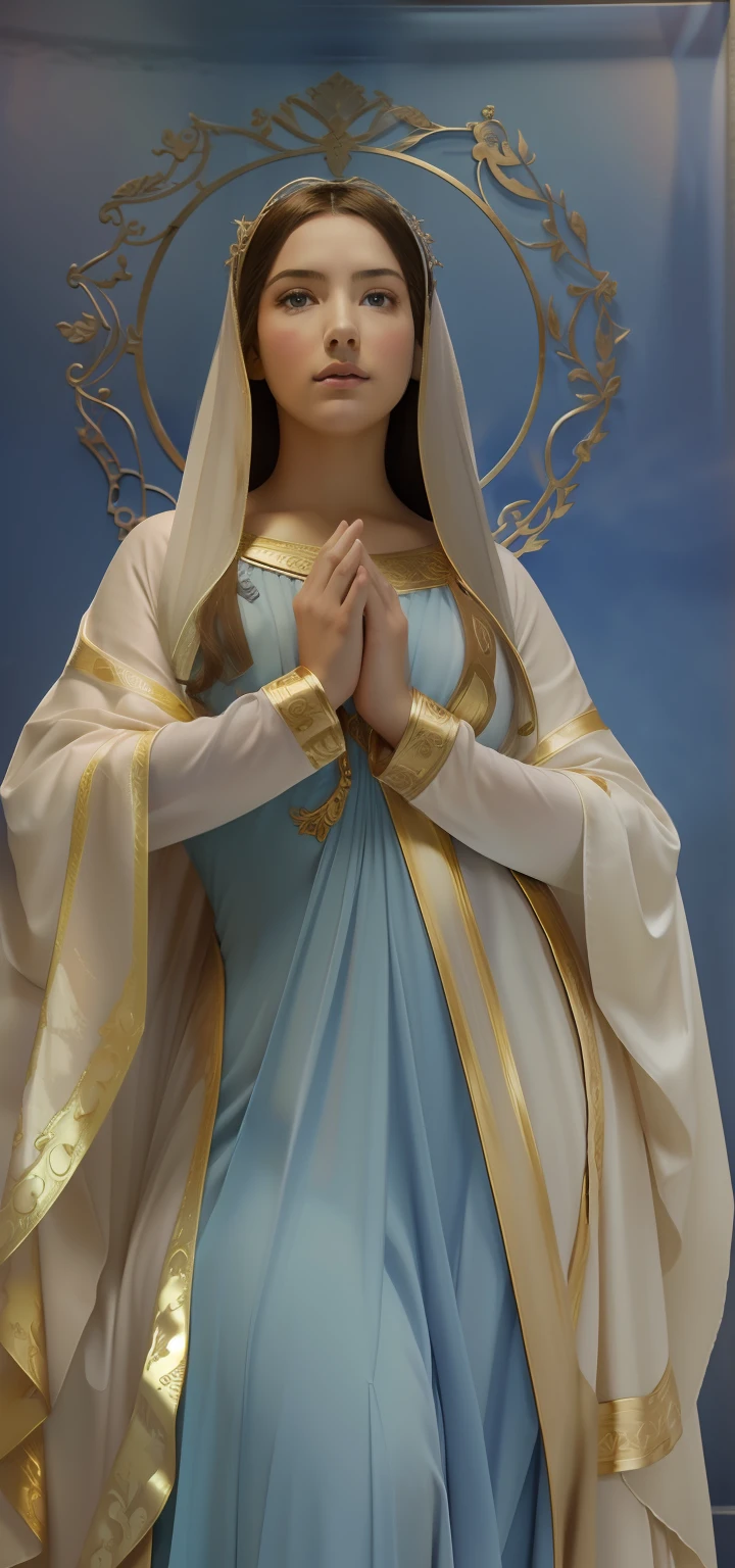 The Virgin Mary and the Child Jesus. MUJER CAUCASICA. 19 years old, DULCE Y LA INOCENTE MIRADAi ANGELICAL, ultra detailed fine art photography, Aura de medianoche, cielo nocturno, Cara hermosa detallada, Dreamy, resplandeciente, retroiluminado, glamur, Mica, sombras, oil on canvas, Pinceladas, Suave, ultra-high def, 8k, Motor Unreal 5, Ultra Sharp Focus, Arte de Alberto Seveso, Artgerm, loish, Sf, Obra maestra de arte intrincada, ominoso, matte paint movie poster, golden ratio, tendencias en CGSociety, intrincado, epopeya, tendencias en Artstation, por artgerm, Altamente detallado, vibrant production cinematic character render ultra high quality model. obra maestra, calidad superior, mejor calidad, arte oficial, beautiful and aesthetic: 1.2), , extremo detallado, colorido, highest detailed, arte oficial, unidad de papel tapiz 8k, ultra detallado, beautiful and aesthetic, hermoso, obra maestra, mejor calidad,