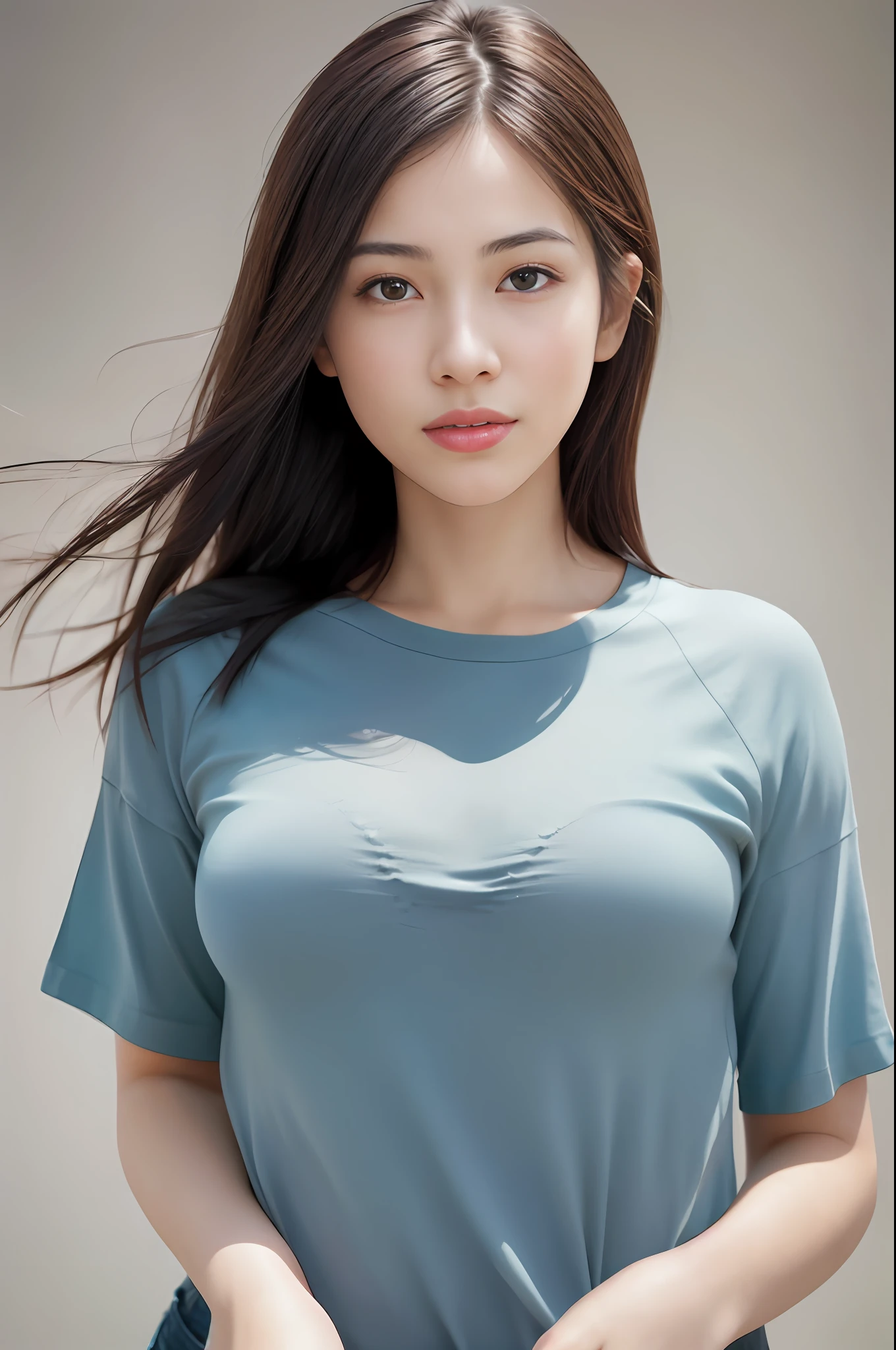 dressed, (photo realistic:1.4), (hyper realistic:1.4), (realistic:1.3),
(smoother lighting:1.05), (increase cinematic lighting quality:0.9), 32K,
1girl,20yo girl, realistic lighting, backlighting, light on face, ray trace, (brightening light:1.2), (Increase quality:1.4),
(best quality real texture skin:1.4), finely detailed eyes, finely detailed face, finely quality eyes,
(tired and sleepy and satisfied:0.0), face closeup, t-shirts,
(Increase body line mood:1.1), (Increase skin texture beauty:1.1)