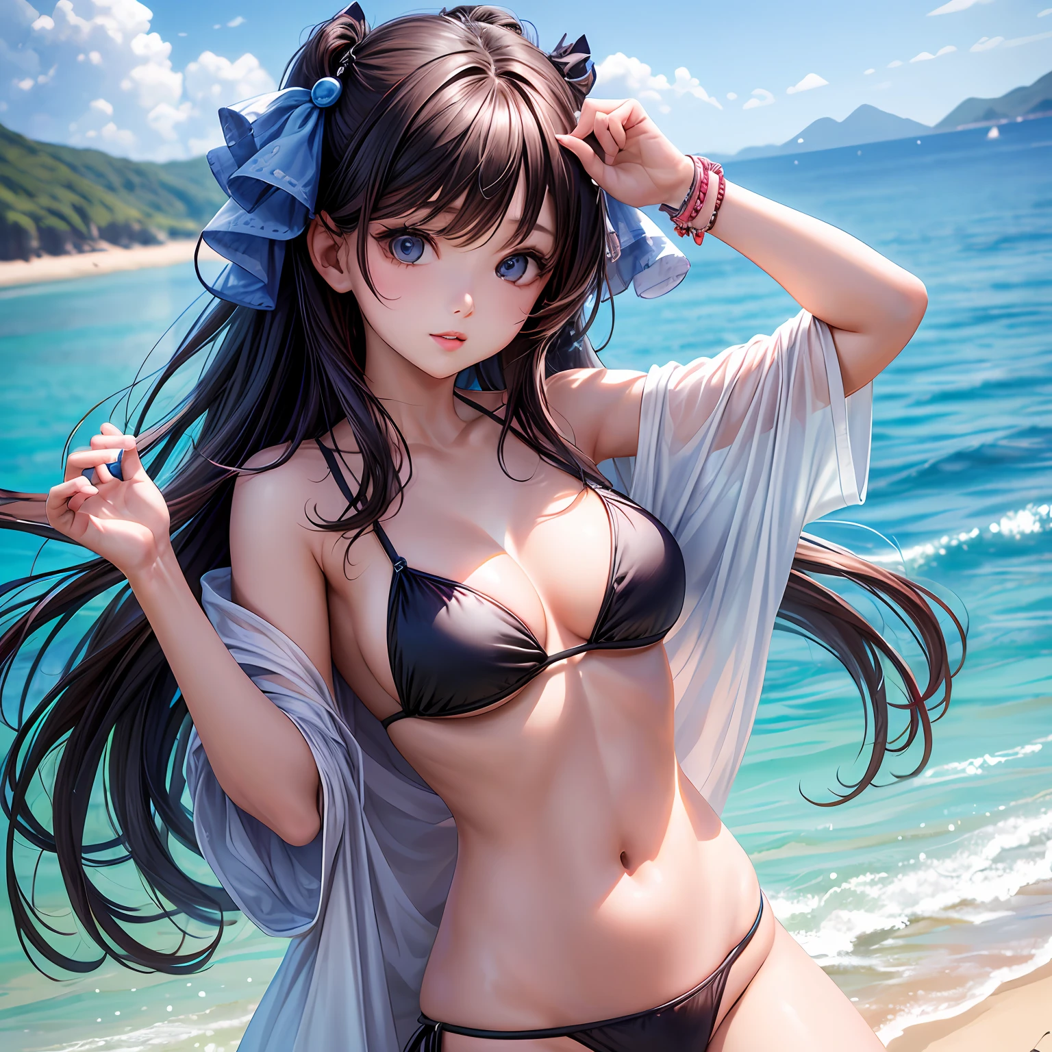 Best Quality, Ultra HD, (Photorealistic: 1.4), One Girl, Bikini, (ulzzang-6500: 1.0), (style-keta: 0.8)