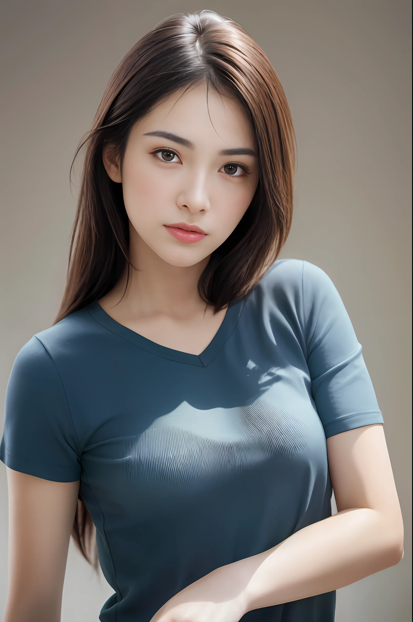 dressed, (photo realistic:1.4), (hyper realistic:1.4), (realistic:1.3),
(smoother lighting:1.05), (increase cinematic lighting quality:0.9), 32K,
1girl,20yo girl, realistic lighting, backlighting, light on face, ray trace, (brightening light:1.2), (Increase quality:1.4),
(best quality real texture skin:1.4), finely detailed eyes, finely detailed face, finely quality eyes,
(tired and sleepy and satisfied:0.0), face closeup, t-shirts,
(Increase body line mood:1.1), (Increase skin texture beauty:1.1)