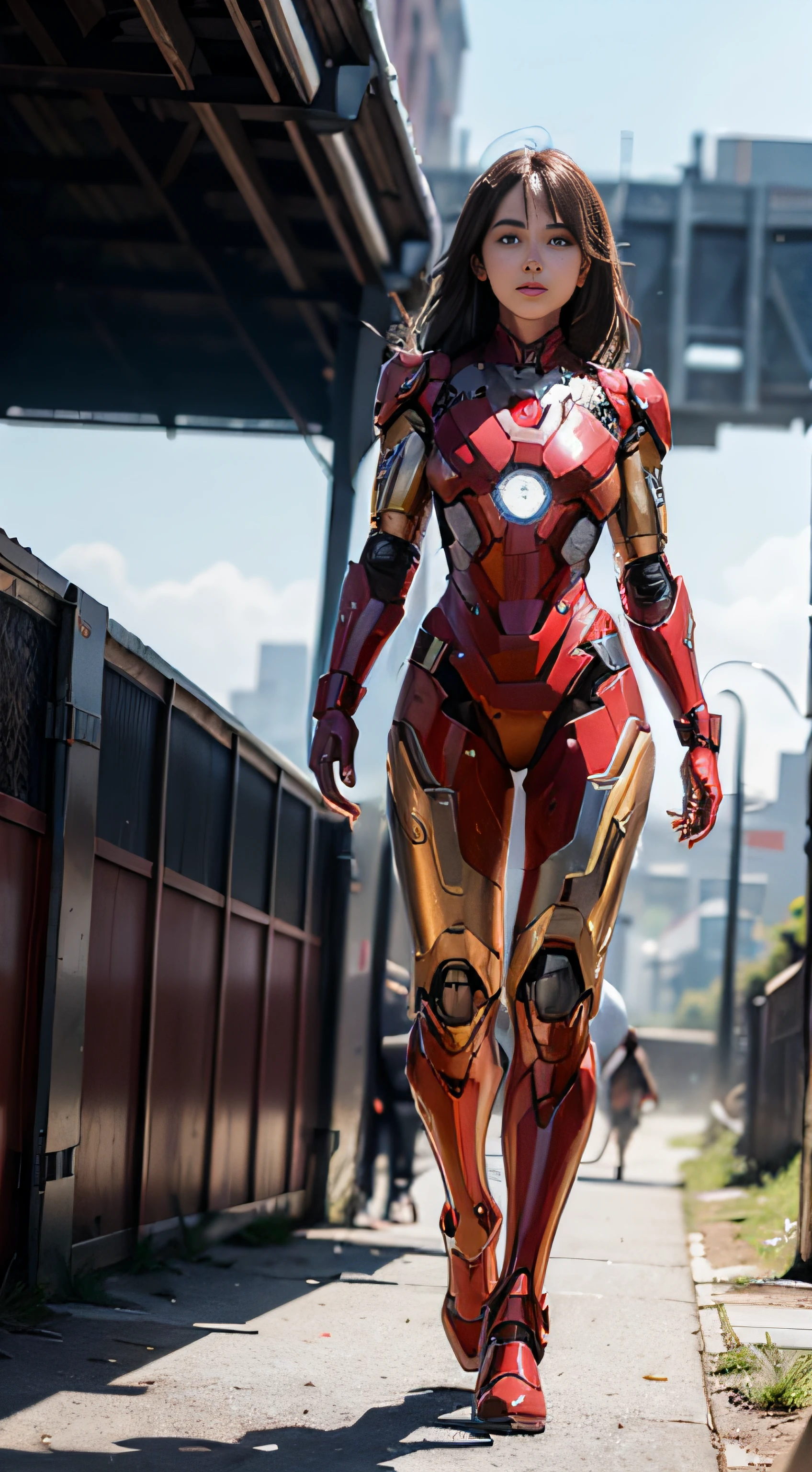 (1girl:1.3), solo,__body-parts__, official art, unity 8k wallpaper, ultra detailed, beautiful and aesthetic, beautiful, masterpiece, best quality, RAW, masterpiece, super fine photo,, best quality, super high Resolution, photorealistic, sunlight, full body portrait, stunningly beautiful,, dynamic pose, delicate face, vibrant eyes, (side view), she is wearing a futuristic Iron Man mech, red and gold, Highly detailed abandoned warehouse background, detailed face, detailed complex busy background, messy, gorgeous, milky, high detailed skin, realistic skin details, visible pores, sharp focus, volumetric fog, 8k uhd, dslr camera, High quality, film grain, fair skin, photorealism, lomography, sprawling metropolis in a futuristic dystopia, view from below, translucent