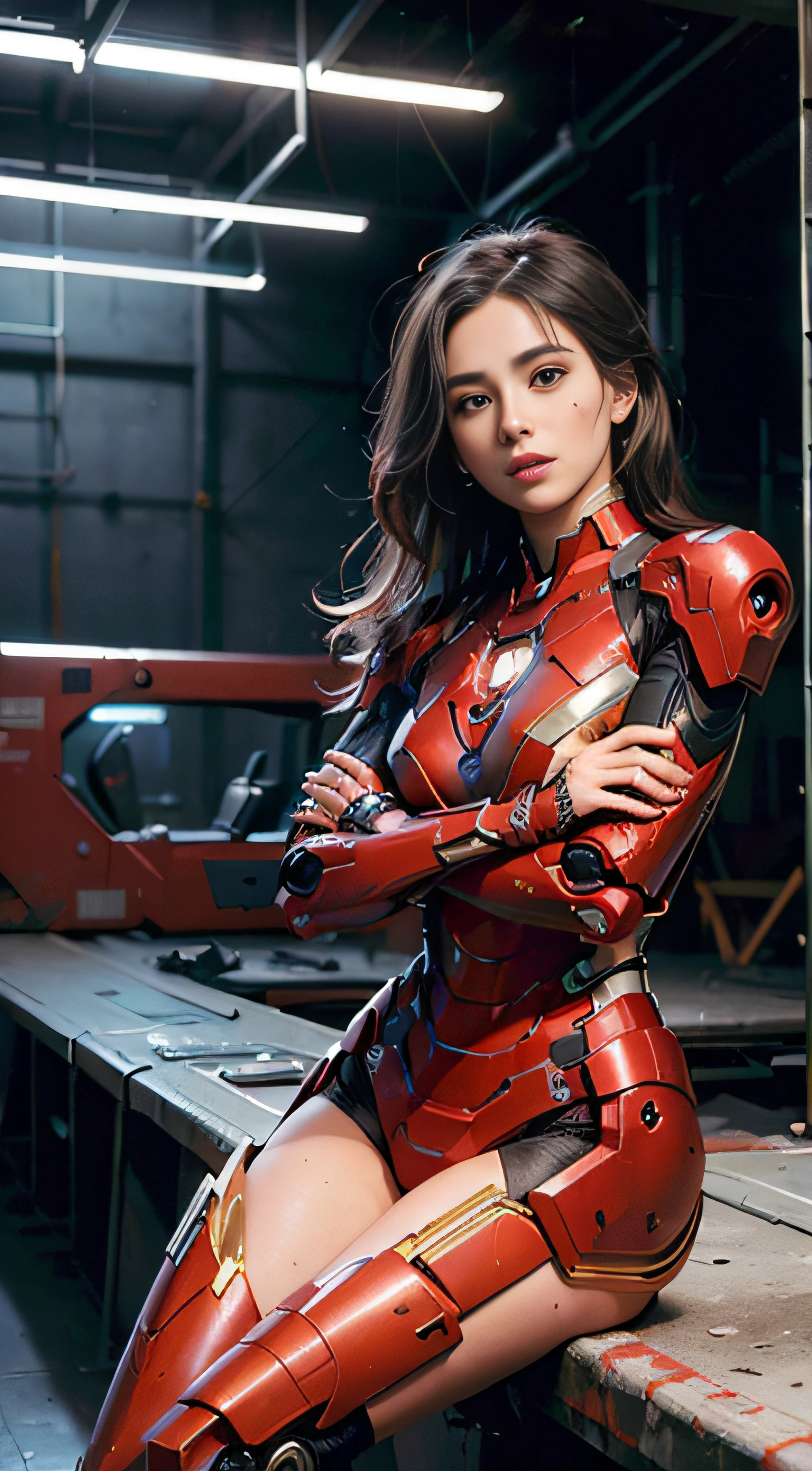 (1girl:1.3), solo,__body-parts__, official art, unity 8k wallpaper, ultra detailed, beautiful and aesthetic, beautiful, masterpiece, best quality, RAW, masterpiece, super fine photo,, best quality, super high Resolution, photorealistic, sunlight, full body portrait, stunningly beautiful,, dynamic pose, delicate face, vibrant eyes, (side view), she is wearing a futuristic Iron Man mech, red and gold, Highly detailed abandoned warehouse background, detailed face, detailed complex busy background, messy, gorgeous, milky, high detailed skin, realistic skin details, visible pores, sharp focus, volumetric fog, 8k uhd, dslr camera, High quality, film grain, fair skin, photorealism, lomography, sprawling metropolis in a futuristic dystopia, view from below, translucent