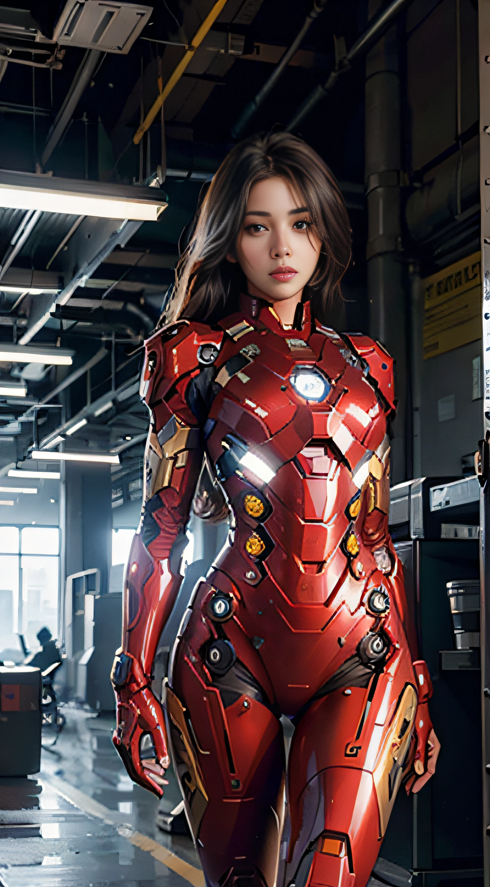 (1girl:1.3), solo,__body-parts__, official art, unity 8k wallpaper, ultra detailed, beautiful and aesthetic, beautiful, masterpiece, best quality, RAW, masterpiece, super fine photo,, best quality, super high Resolution, photorealistic, sunlight, full body portrait, stunningly beautiful,, dynamic pose, delicate face, vibrant eyes, (side view), she is wearing a futuristic Iron Man mech, red and gold, Highly detailed abandoned warehouse background, detailed face, detailed complex busy background, messy, gorgeous, milky, high detailed skin, realistic skin details, visible pores, sharp focus, volumetric fog, 8k uhd, dslr camera, High quality, film grain, fair skin, photorealism, lomography, sprawling metropolis in a futuristic dystopia, view from below, translucent
