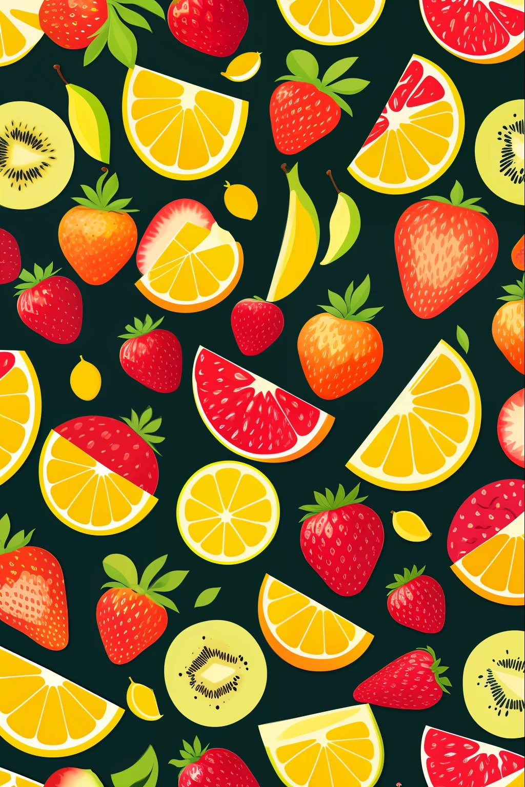 Fruit patterns,multicor fundo preto