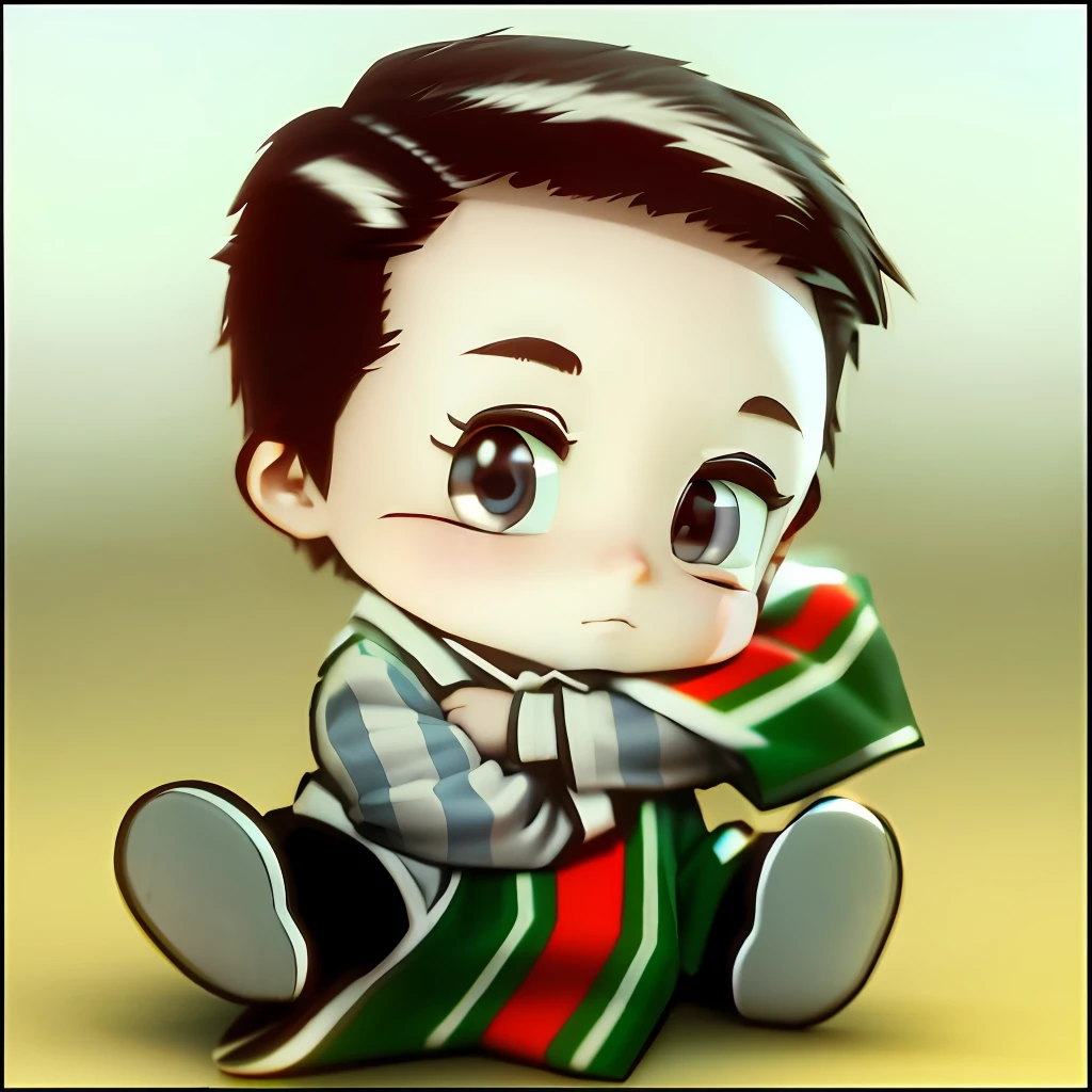 Cartoon Boy,围巾,The eyes are melancholy,3D modeling,Disney style
