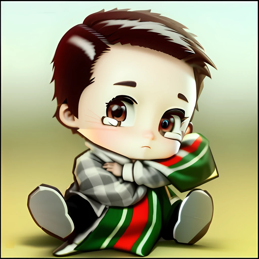 Cartoon Boy,围巾,The eyes are melancholy,3D modeling,Disney style