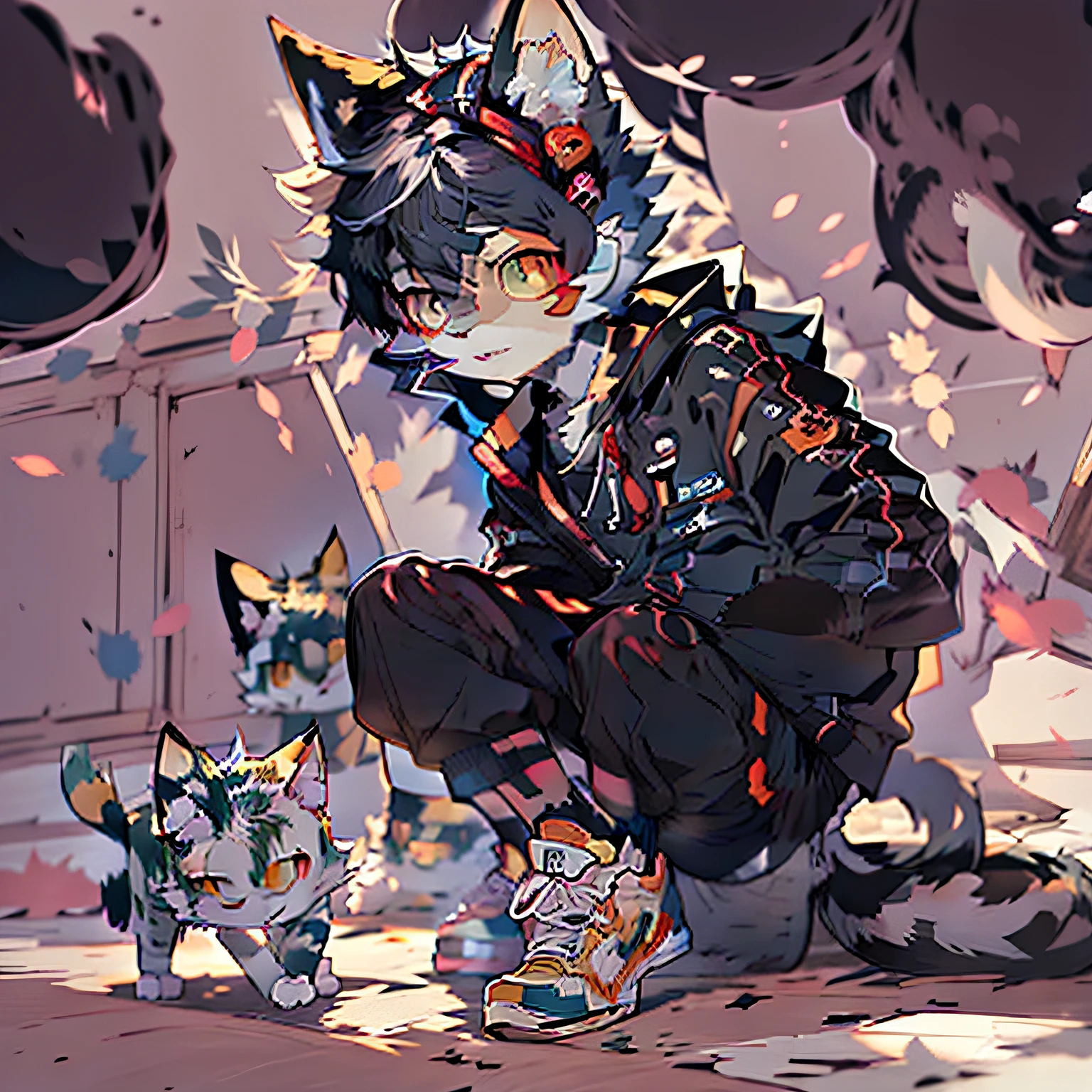 anime character with cat ears and a black outfit, anime moe art style, Boy with cat ears and tail, Anime boy, anime cat, Cute anime boy, Anime boy with cat ears, anime visual of a cute cat, Cute anime, style of anime4 K, Cute anime style, cute anime face, in an anime style, In anime style, Anime!!!!!!!!!!!!!!!