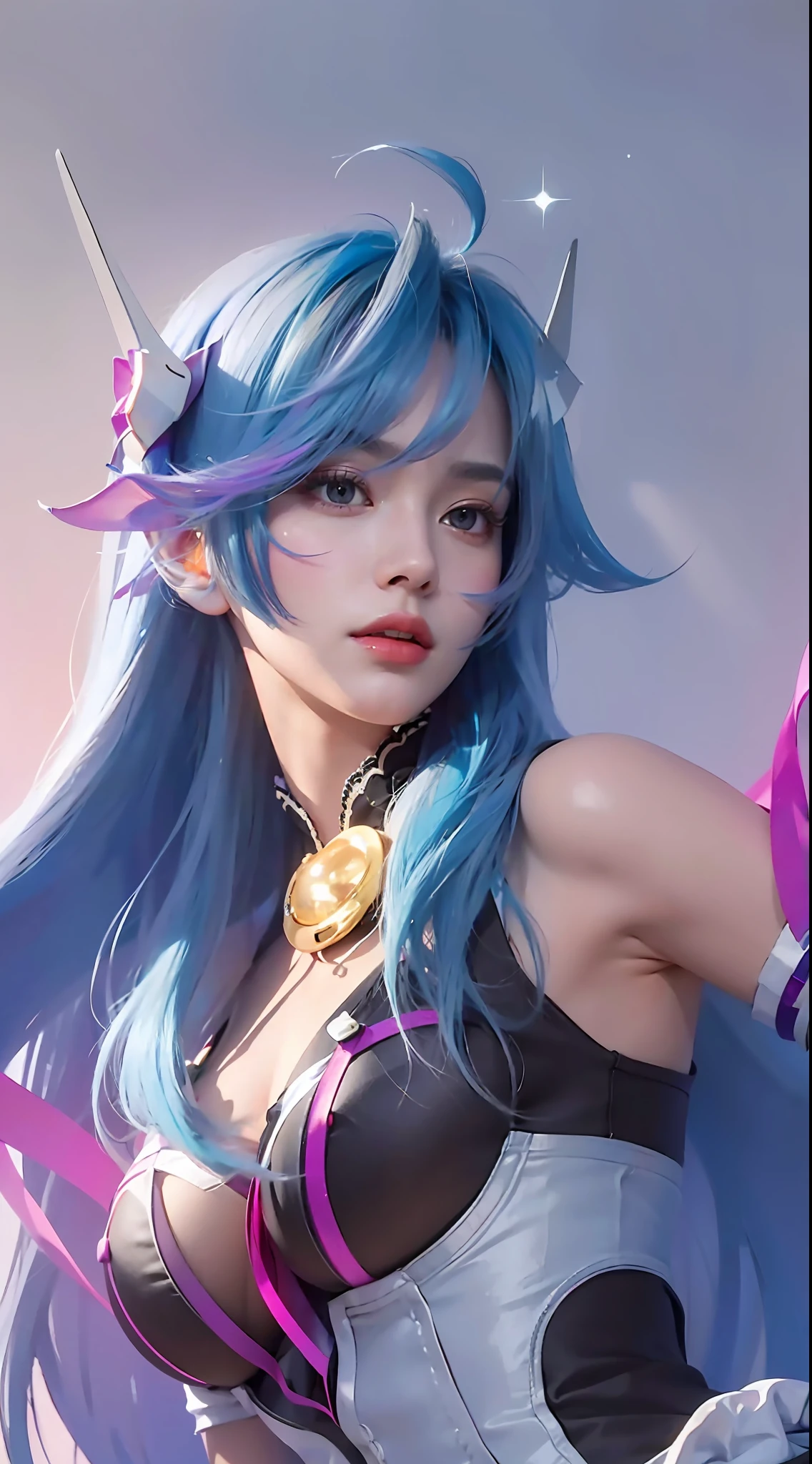best quality,masterpiece,extremely detailed,high res,4k,ultra high res,detailed shadow,ultra realistic,realistic,dramatic lighting,1girl,solo,detailed face,realistic eyes,realistic skin,white dress,purple hair,dynamic pose, white lace dress