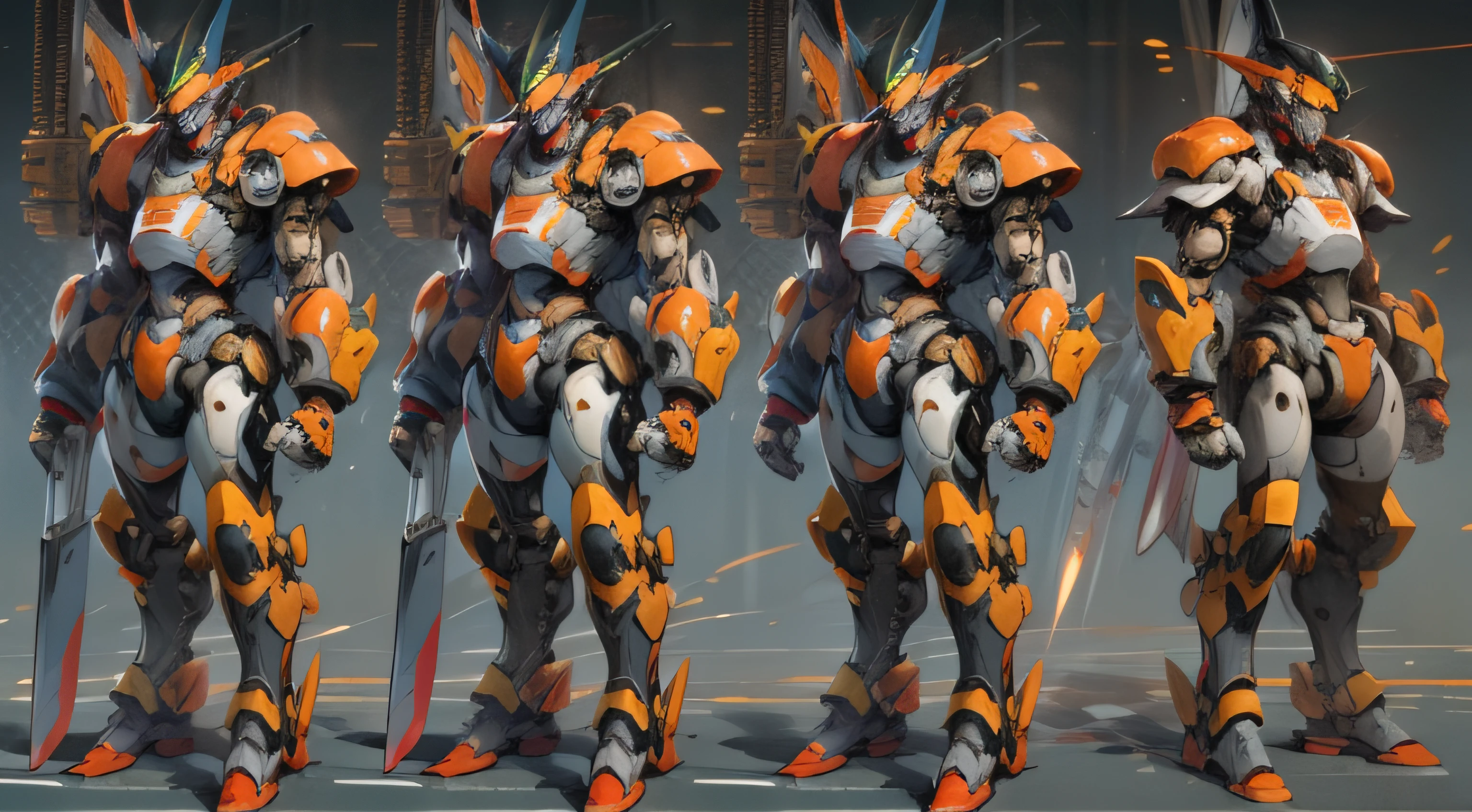 Picture a formidable, war-prepared automaton, a mechanical interpretation of Ares, the war deity from Greek mythology. The robot's structure is sturdy and designed for warfare, with a shape that caters to both attack and defense. Its arms are designed to deliver potent strikes, and its body is shielded by sophisticated defense systems. The color scheme is primarily red and black, with touches of gold for embellishment. The robot carries weapons such as a sword and an axe, and it is outfitted with armor that covers its entire body. This robotic behemoth boasts superior combat skills, including the capacity to handle several weapons at once and advanced defense methods. It can rapidly assess the state of the battlefield and devise the best strategies in a split second. The style is a blend of Greek mythology and giant robot mechanics. Use photo hyper-realism, highly detailed, and high-resolution 16k. --ar 16:9 --v 5.1 --style raw --q 2 --s 750