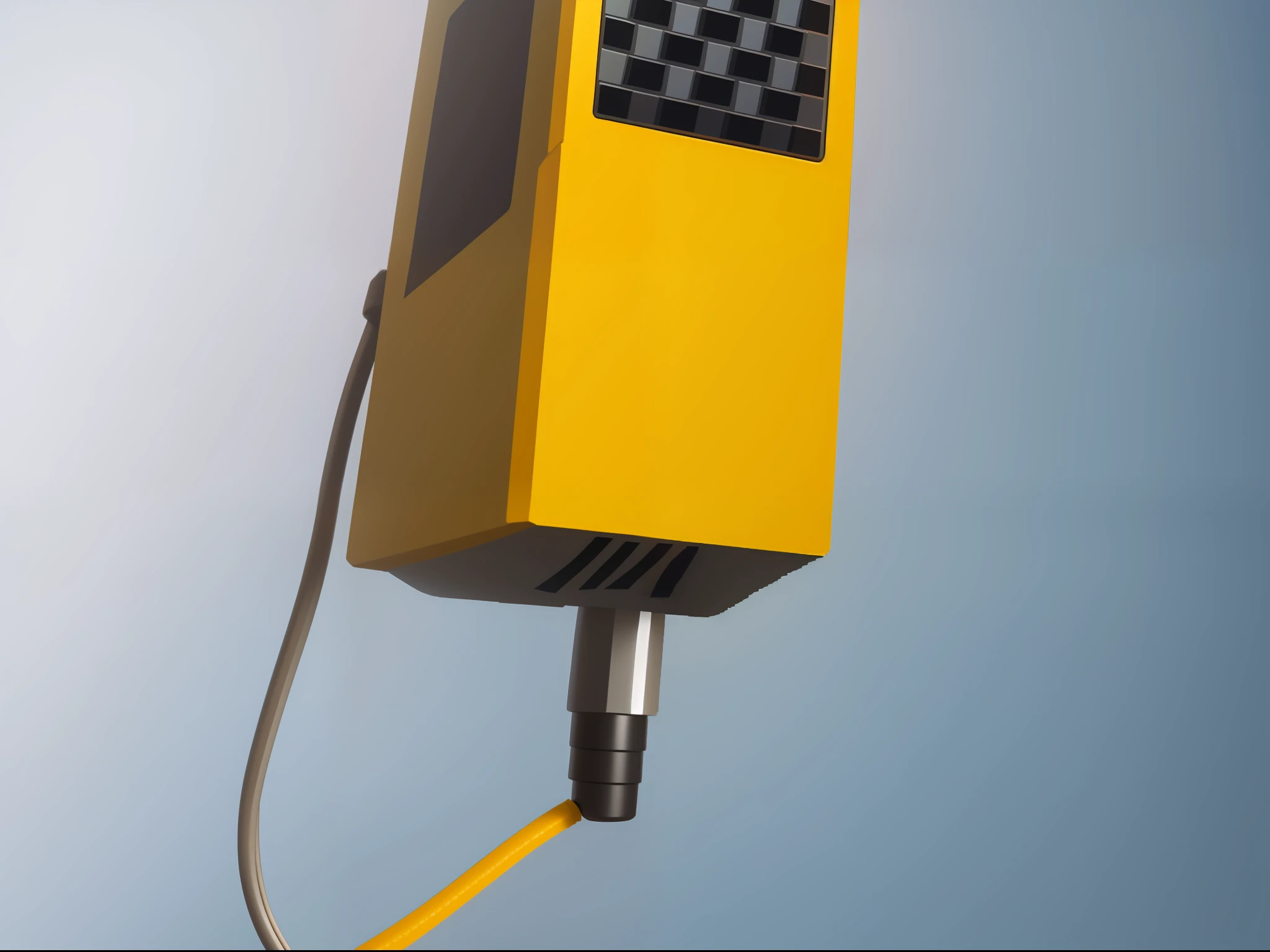 pixel art of a 2D microphone with yellow background