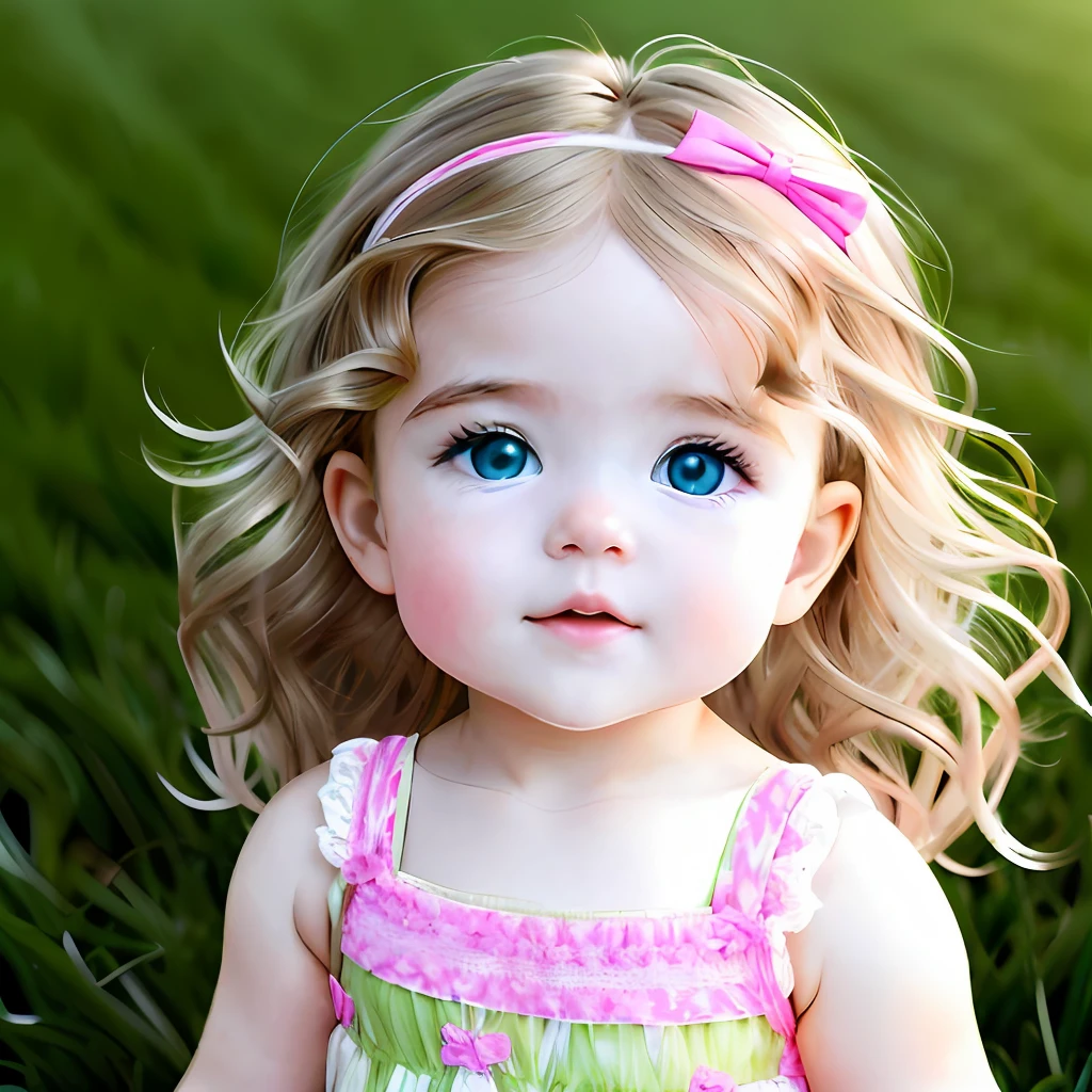 Cute girl wavy dark blonde hair green eyes