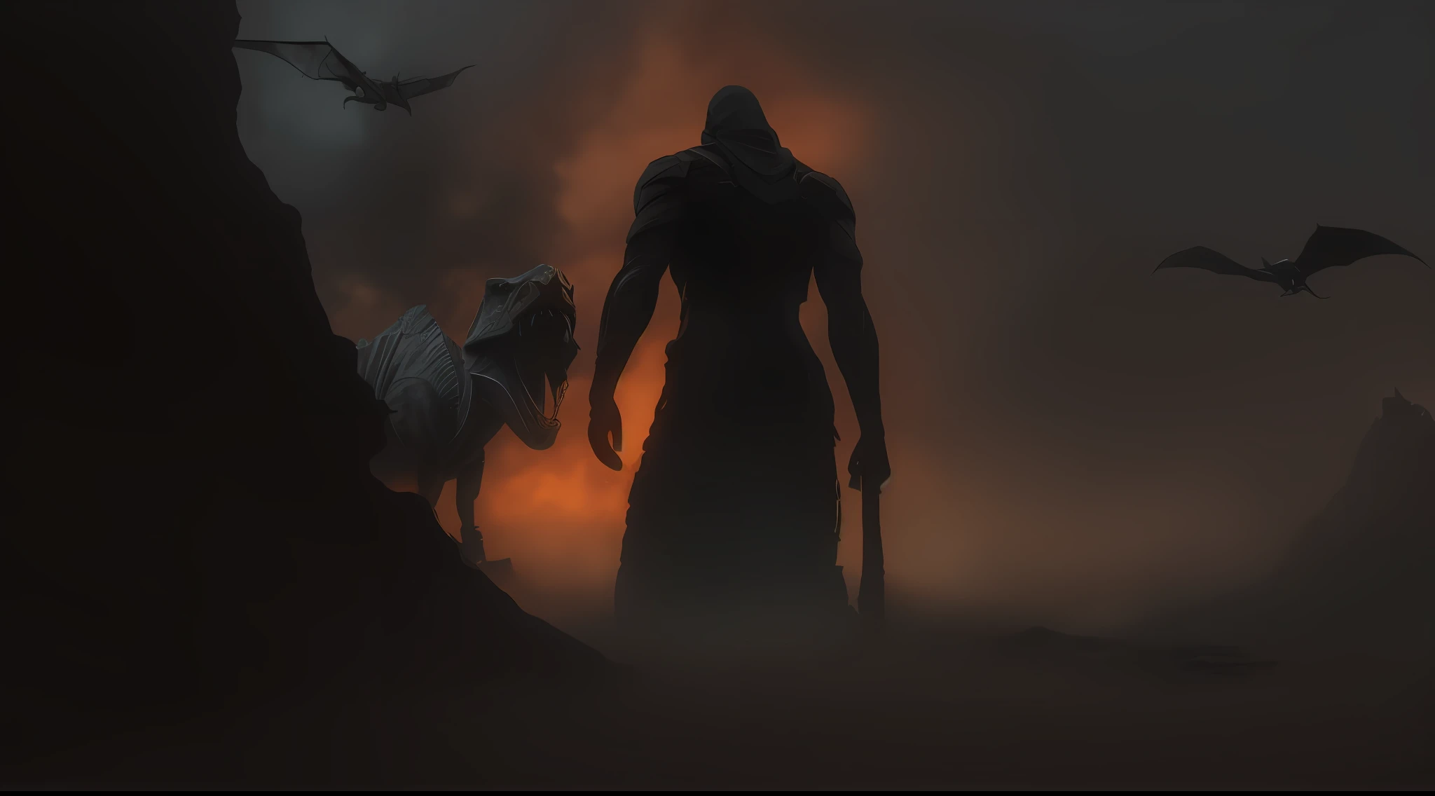 Homem, e um dinossauro em sua frente clima escuro Liam Neeson contra Godzilla, ainda de um filme de fantasia, rei kong, 8 k filme ainda, ainda de um filme live action, Kaiju, Ilha da Caveira de Kong (2017), colosso, gollum as a titan, Trex de Godzilla (2014) 3D Biomechanical Rendering. ranger de dentes. Enfureceu. Ibex hybrid in (Ilha da Mente Mage) fotografiarrealista, fotografia, obra-prima, realista, Realismo, renderizado, Alto contraste, digital art photographyrealistic trend in Artstation 8k HD high definition detailed realistic, detalhado, textura da pele, hiper detalhado, Textura realista da pele, melhor qualidade, ultra high-resolution (fotografiarrealista: 1.4),, alta resolução, detalhado, fotografia crua, sharp re, by Lee Jeffries Nikon D850 film Stock Photography 4 Kodak Portra 400 camera F1.6 lens rich colors hyper realistic realistic texture dramatic lighting unrealengine trend on artstation cinestill 800, vfx