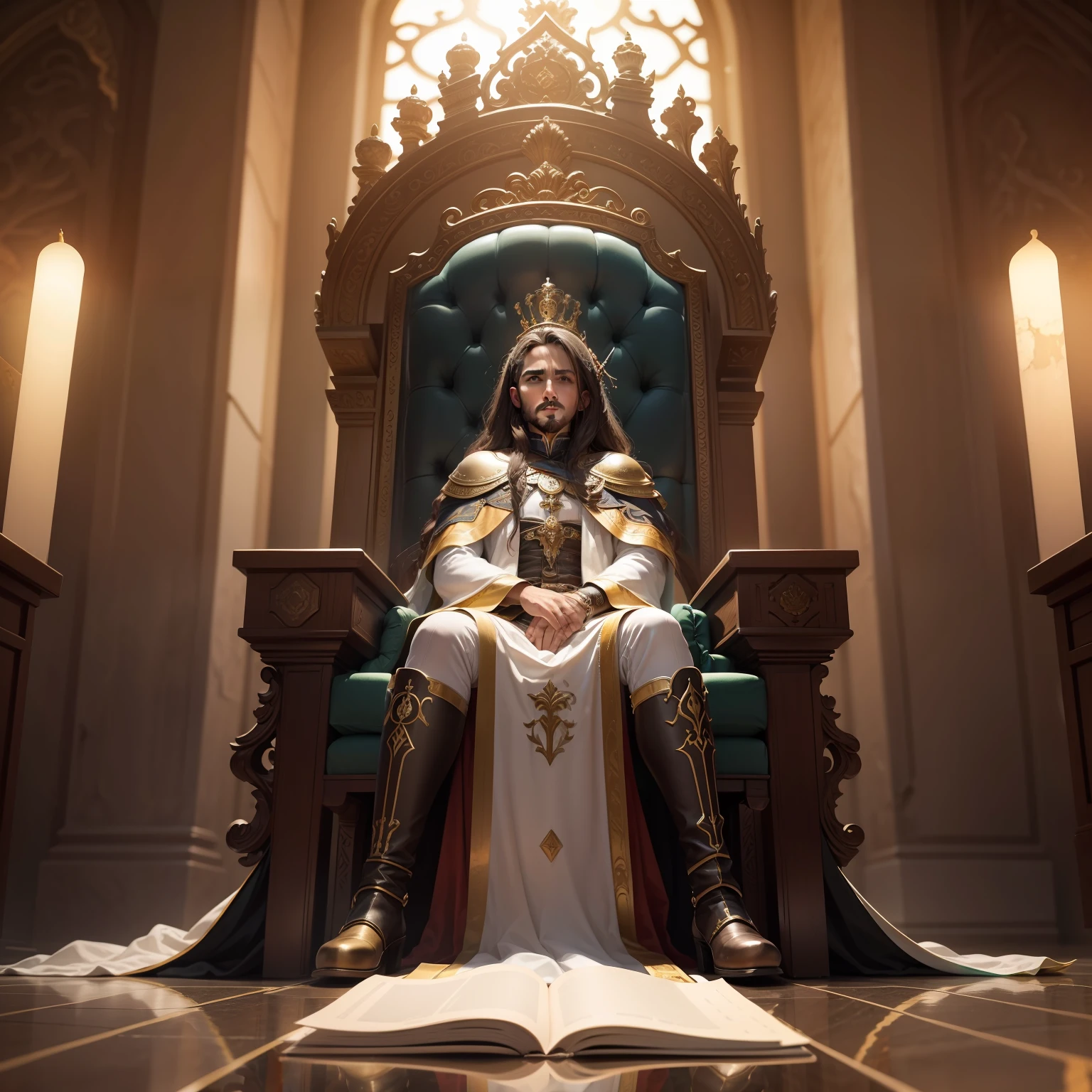 trono de um rei vazio, no one, derrubado de lado, mostrando de lado, mostrando o trono todo, alta qualidade, melhor qualidade, highres, obra-prima,