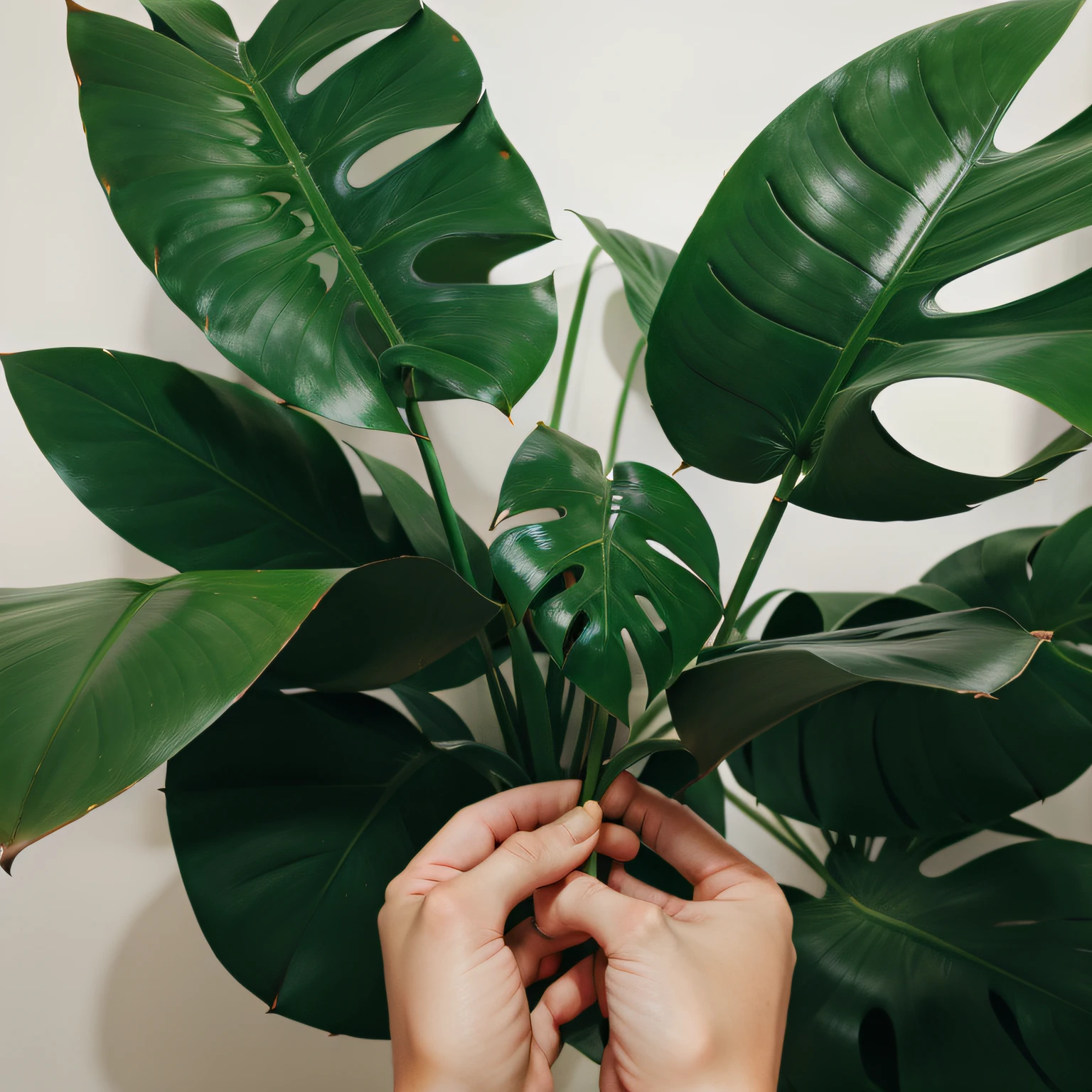 Realistically showing clusters of monstera leaves, I don't need people