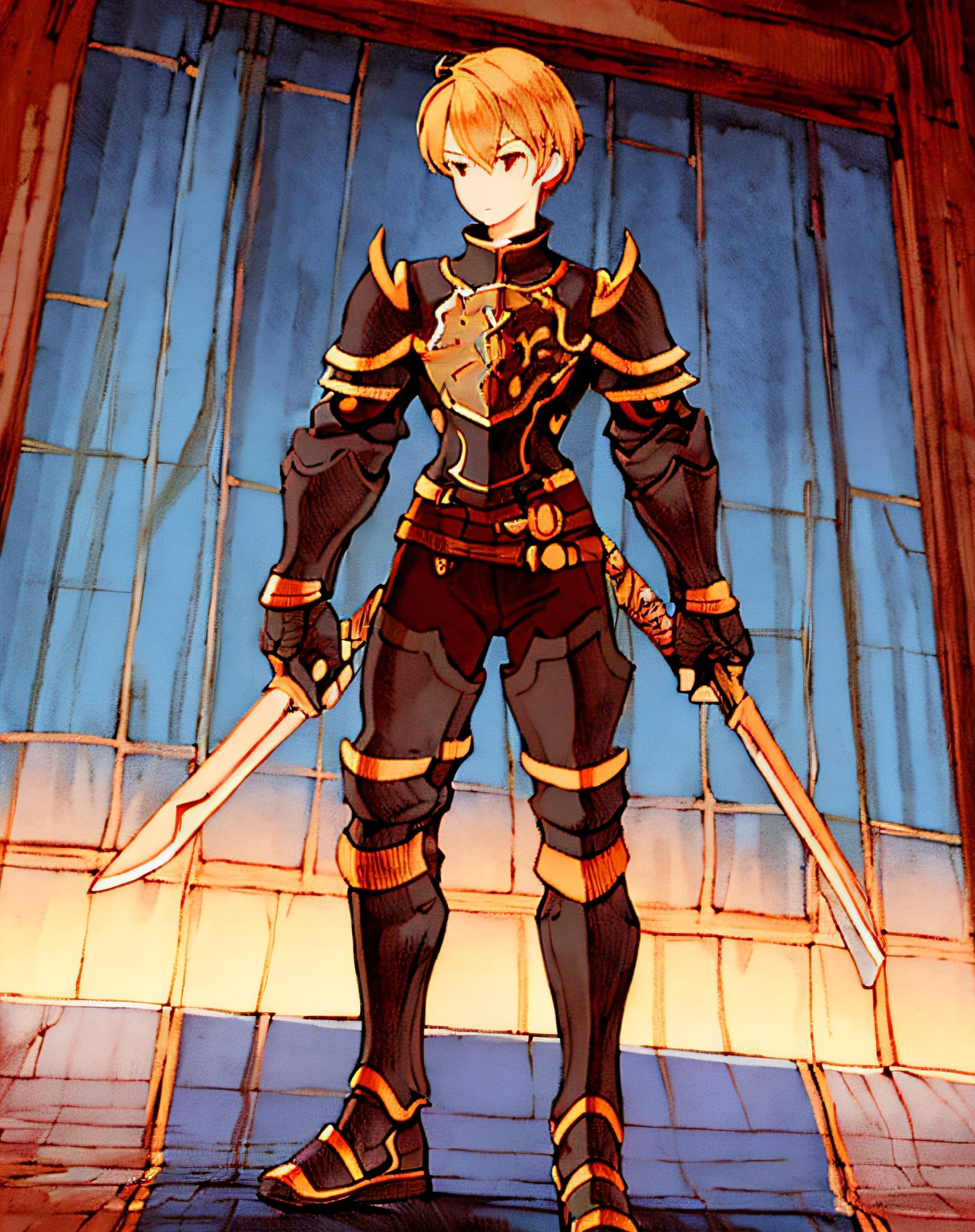 Boy Warrior, Full body,
(masutepiece),  Best Quality, hight resolution, 4K, 8K, detailed illustration, intricate detailes, Cinematic lighting, amazing quality, 1girl in, fit female, amazing shading, Soft lighting, Facing Camera, Perfect eyes