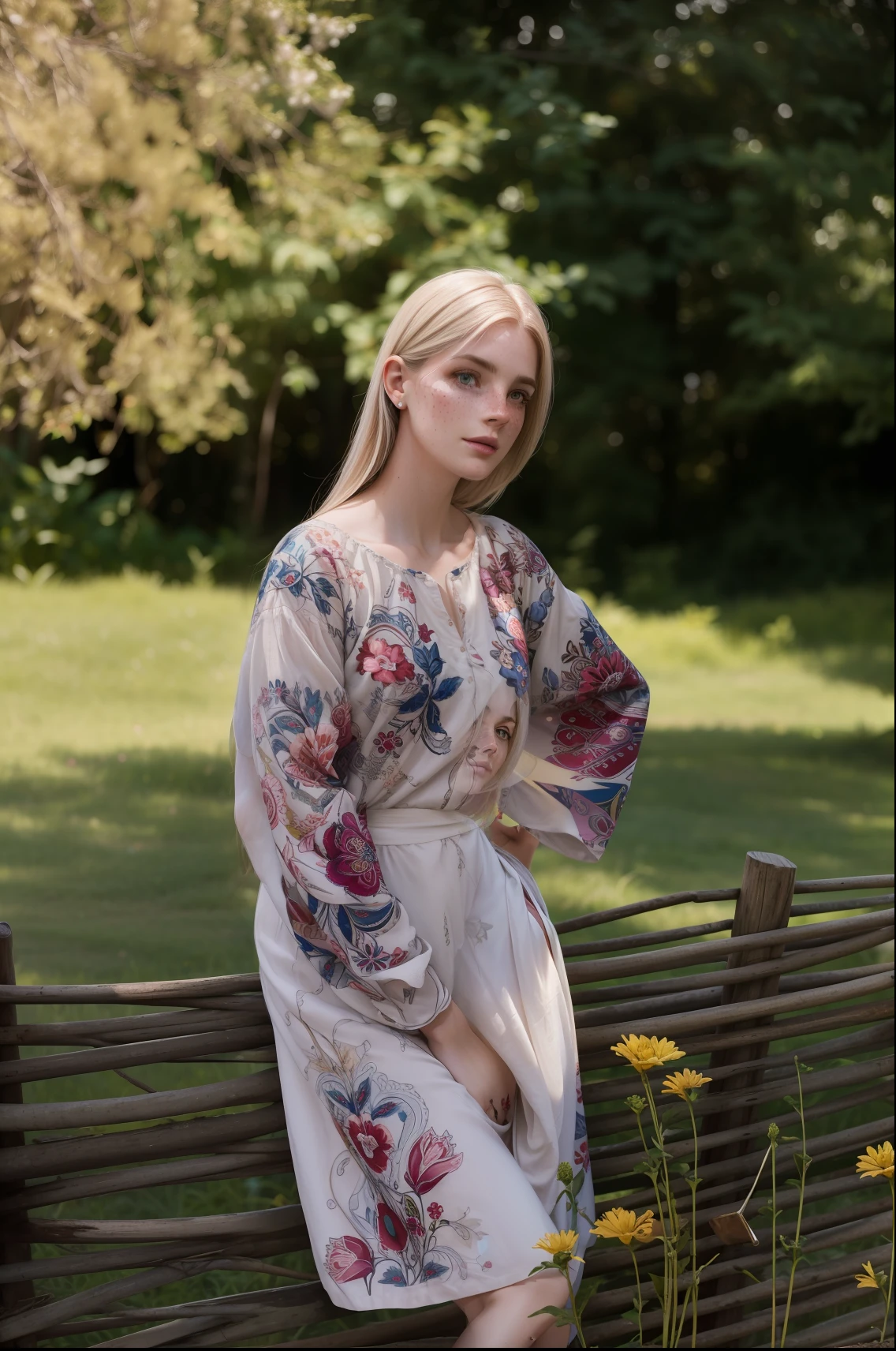 Rosto de uma mulher, americana, 25 anos, pale skin and freckles, olhos cinzas, nariz delicado, soft and delicate lips, cabelo blondie cinza longo e ondulado, ultrarrealista HD fotorrealista altamente renderizado sorriso cativante, estilo Alphonse Mucha