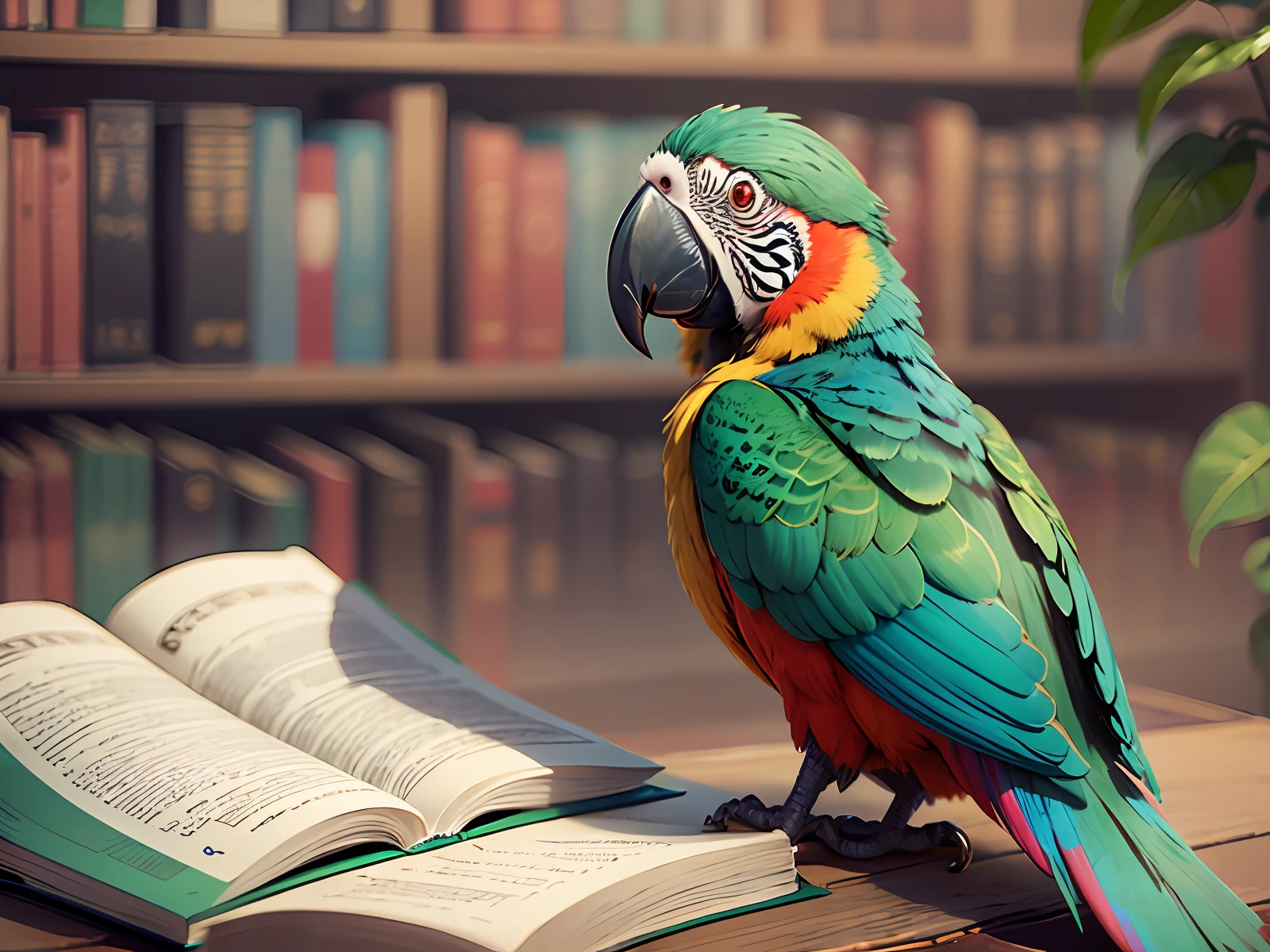 parrot reading a book --auto --s2