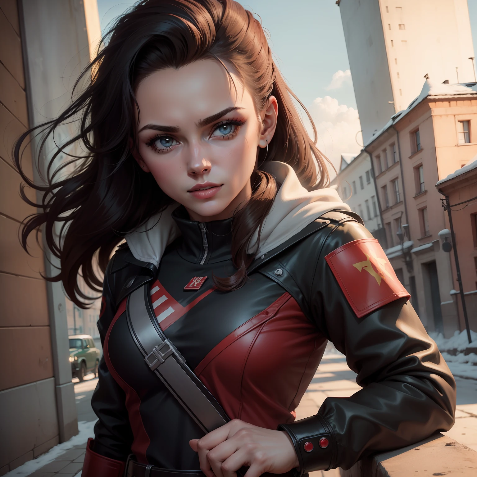 SOVIET UNION, Soviet propaganda, mulher, 8k, super detalhada, hiper detalhada, sombra, feliz