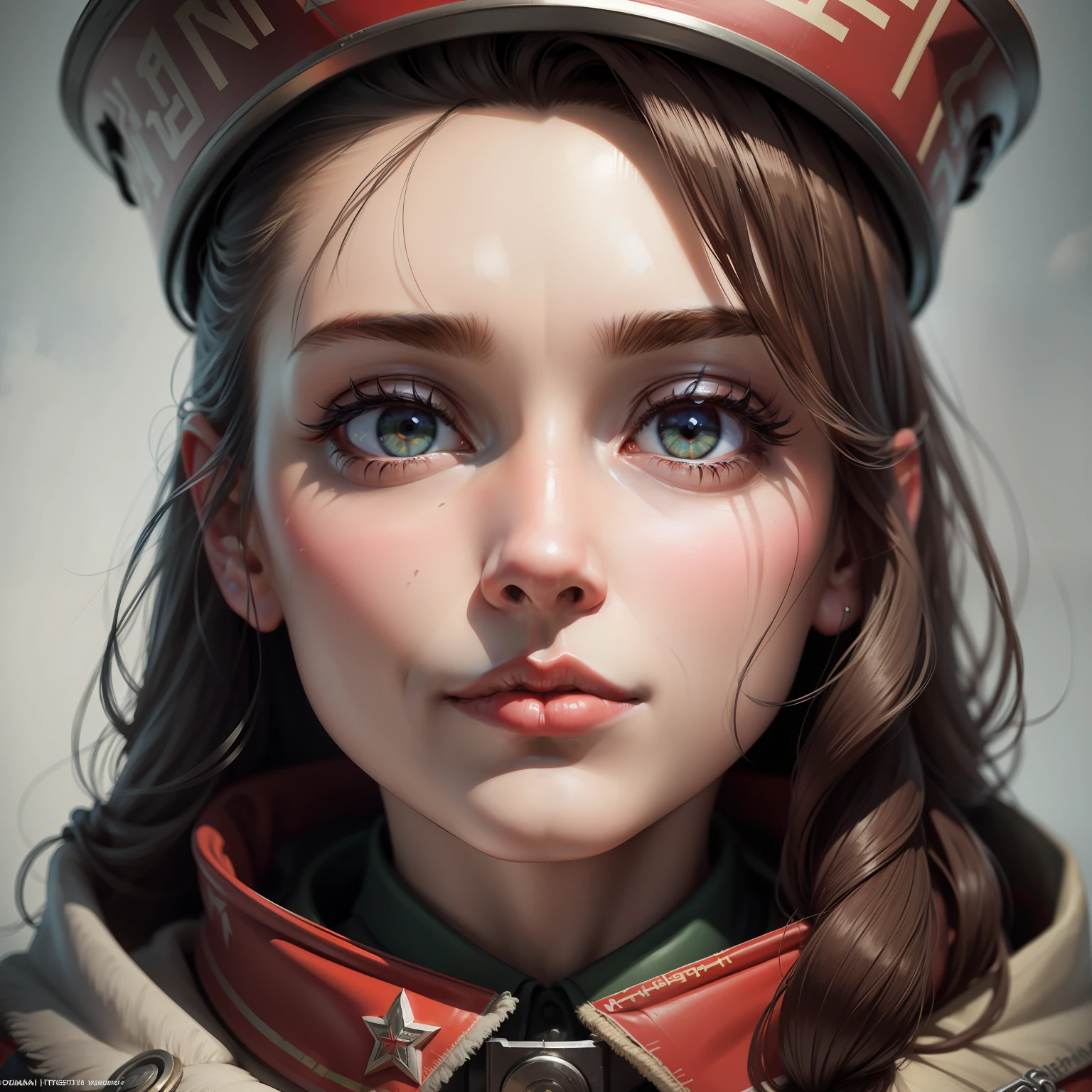 soviet union, soviet propaganda, hyper detailed, super detailed, hyper detailed, super detailed, 8k, cold, face, cute
