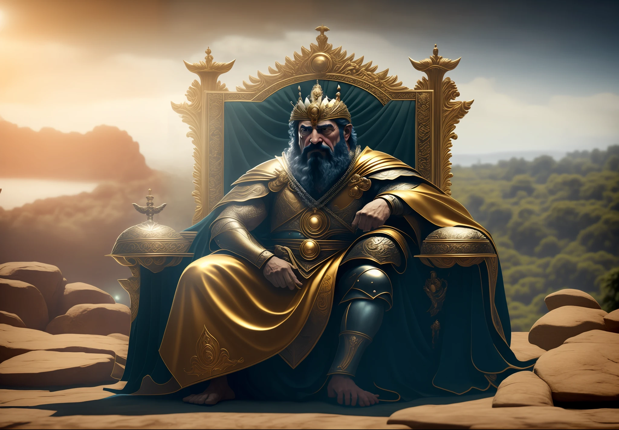 Imagem de um homem sentado em um trono em um palacio, sentou-se em seu trono, sentado em seu trono, Velho Rei Medieval, Rei dos Reis, descansando em seu trono, O Rei no seu palacio, Retrato de um Rei, sentado em um trono, sentado no trono, sentado em um trono de ouro, sentado no trono, sentado no trono de ouro