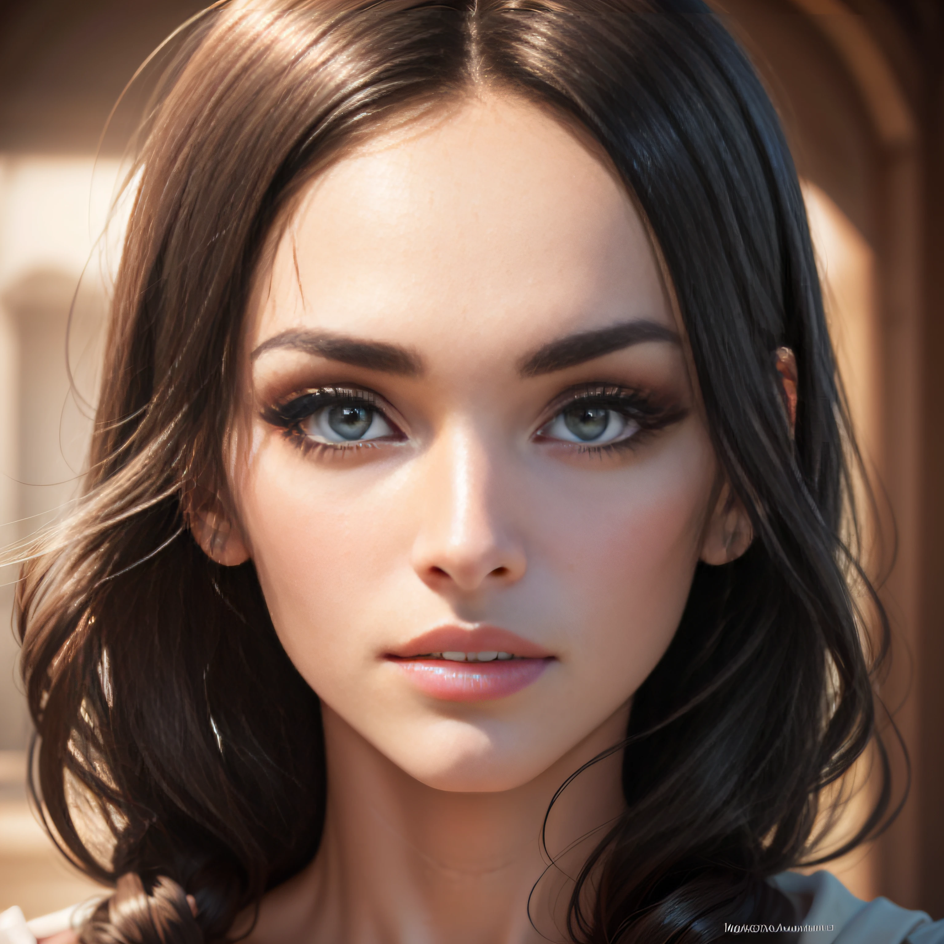 obra-prima, melhor qualidade, just the face[ SEM EFEITO DE LUZ OU SOMBRA DE FRENTE E LADO], MEGAN FOX, bonita, retrato, olhos altamente detalhados, rosto altamente detalhado, olhos perfeitos, both eyes are the same, brilho, iridescente, global ilumination, luz suave, luz de sonho, pintura digital, 8k, ULTRA REALISTA CGI extremamente detalhado, 8K extremamente detalhado
