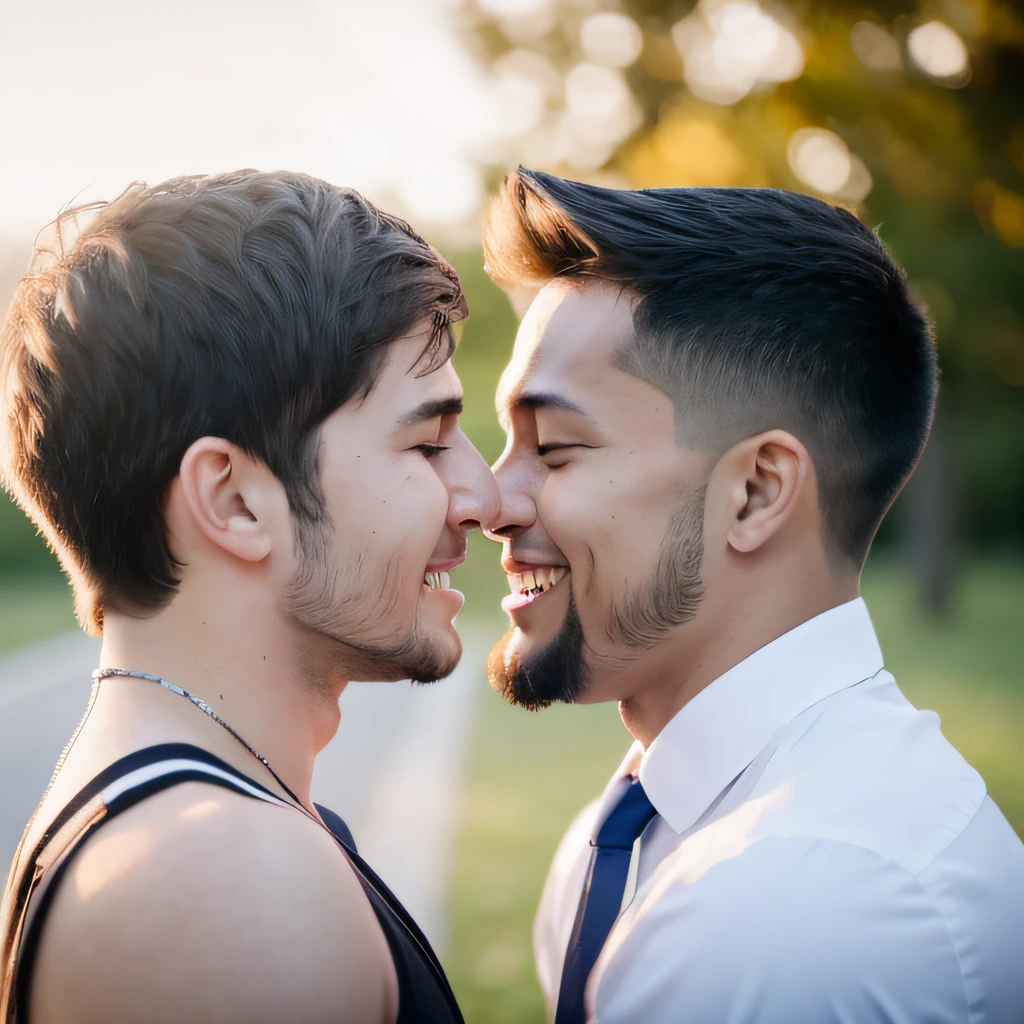 highly detailed photo, sharp details, realistic, 4k, RAW photo, gay love, same-sex couple, LGBTQ+ love, affection, romance, happiness, joy, acceptance, love and support, relationship, emotional connection, understanding, pride, love wins, same-sex marriage, love without boundaries, partnership, bond, heartwarming, beautiful, meaningful, love story, devotion, togetherness.