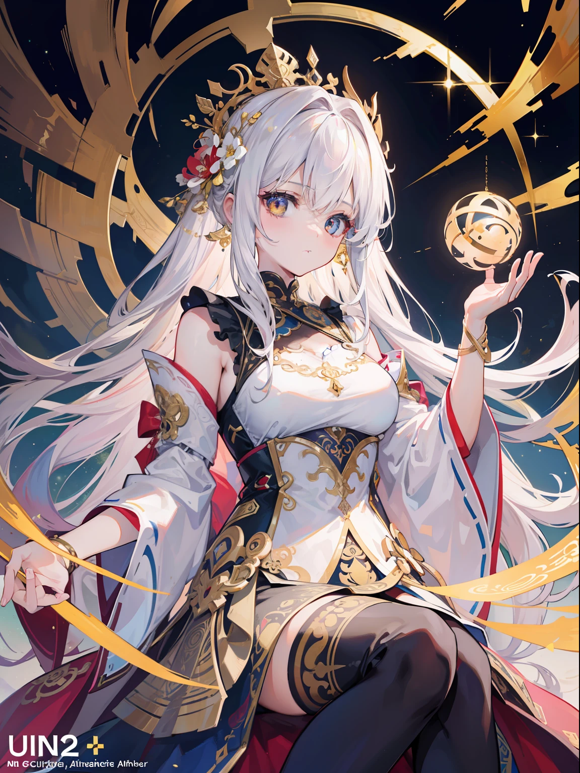 (Masterpiece, Top Quality, Best Quality, Official Art, Beauty and Aesthetics: 1.2), (1 Girl), Extreme Detail, Colorful, Supreme Detail, Official Art, Unity 8k Wallpaper, Ultra Detailed, Beautiful and Aesthetic, Beautiful, Masterpiece, Best Quality, (Zen Entanglement, Mandala, Tangle, Tangled), Holy Light, Gold Leaf, Gold Leaf Art, Glitter Drawing, PerfectNwsjMajic