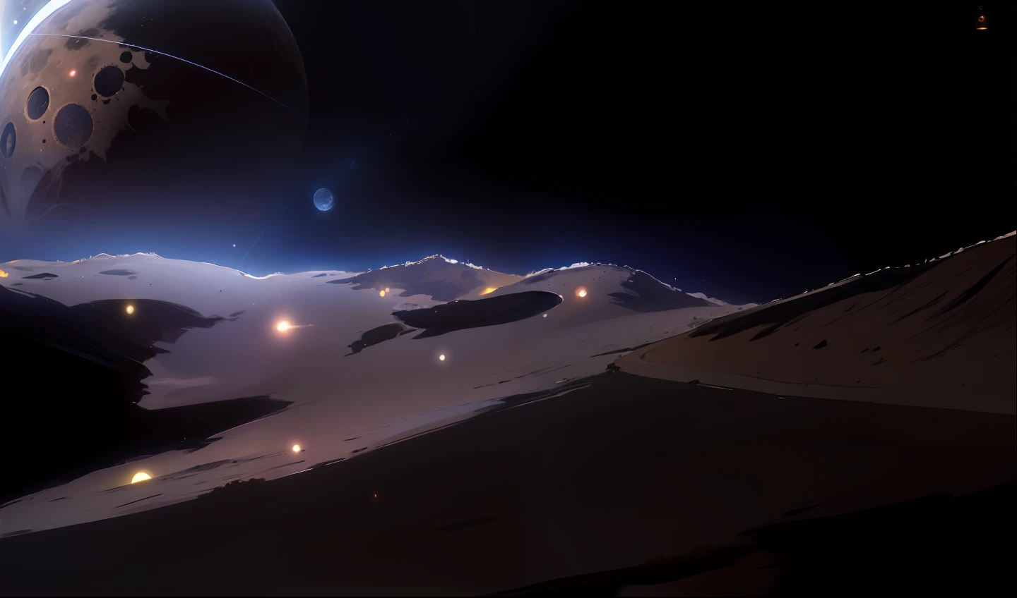 fundo espacial vazio, Background, Horizonte lunar, Hiper realista, paisagem lunar, paisagem lunar vazia, paleta de cores: branco, cinza, preto