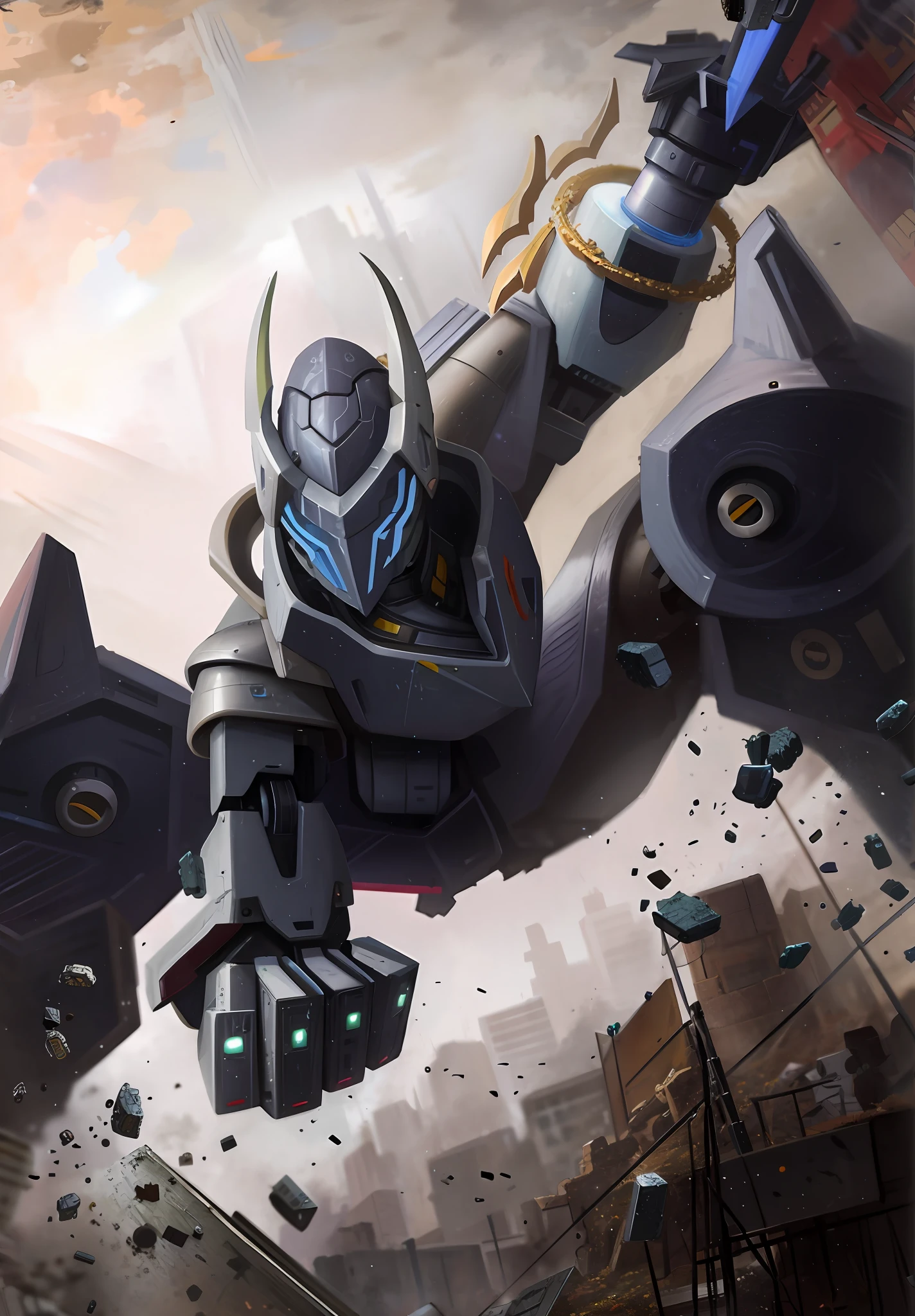 Battle robots in the ruins of the city,sense of science and technology